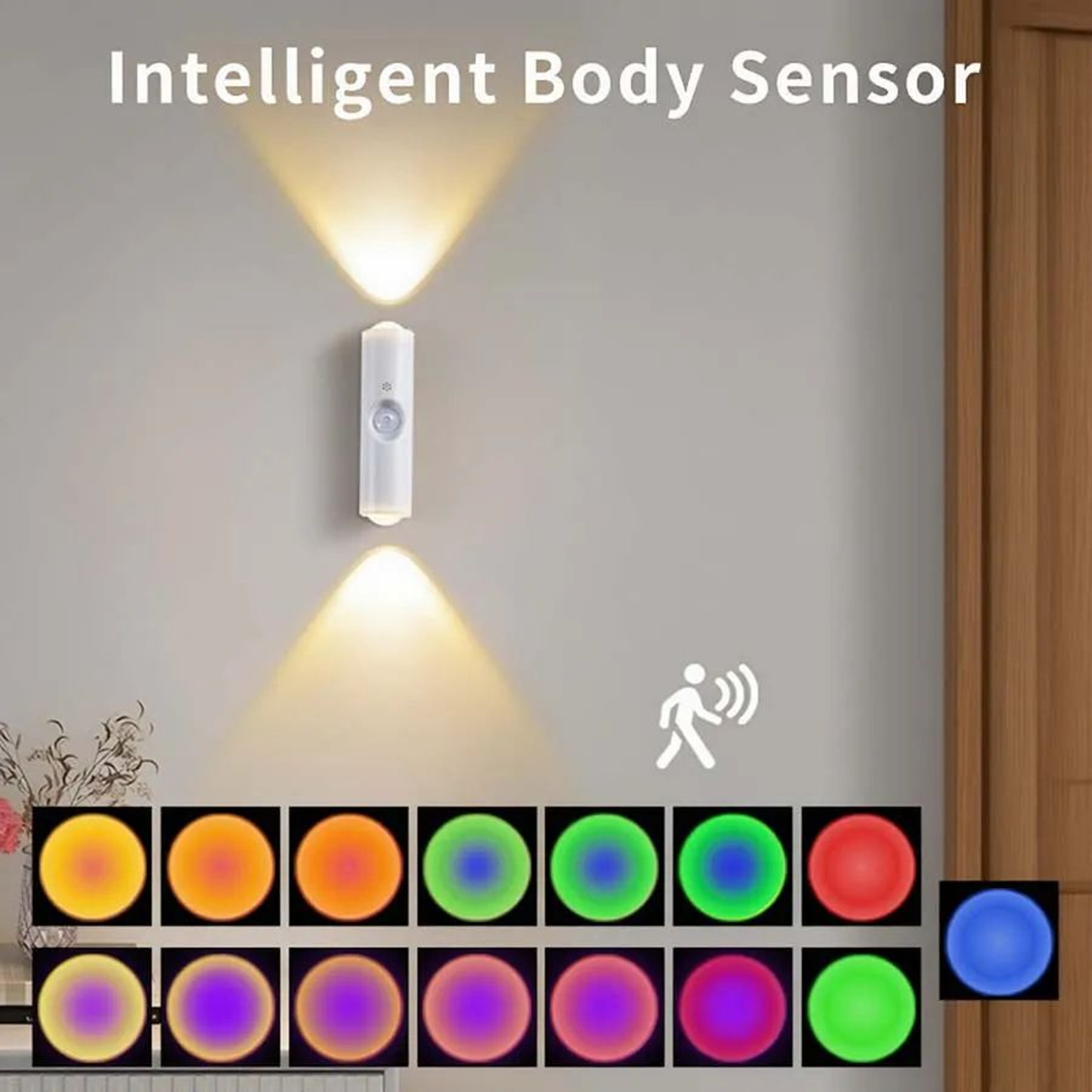 RGB Rechargeable Magnetic Motion Sensor Wall Light 0