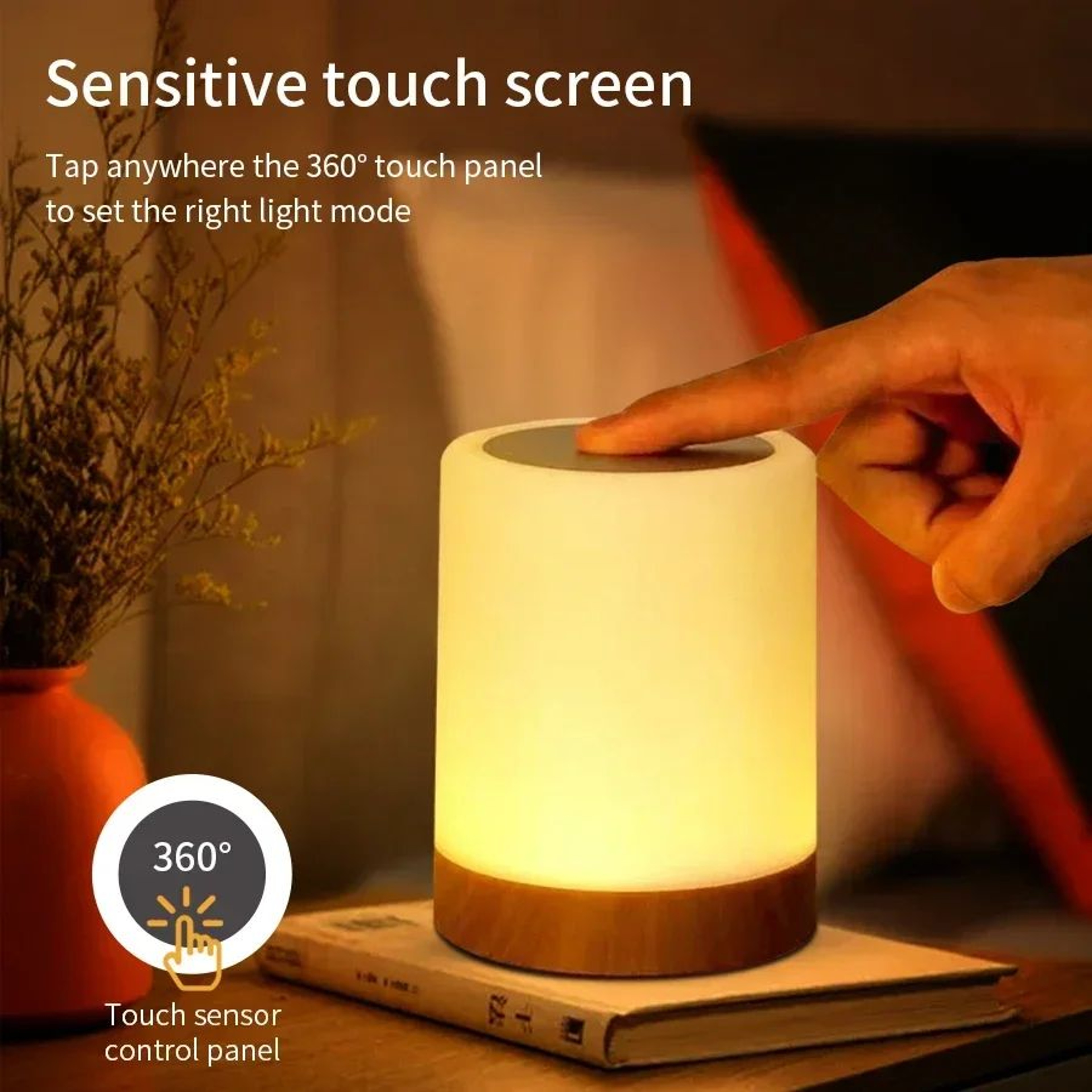 Rechargeable Touch Dimmable LED Bedside Table Lamp 2