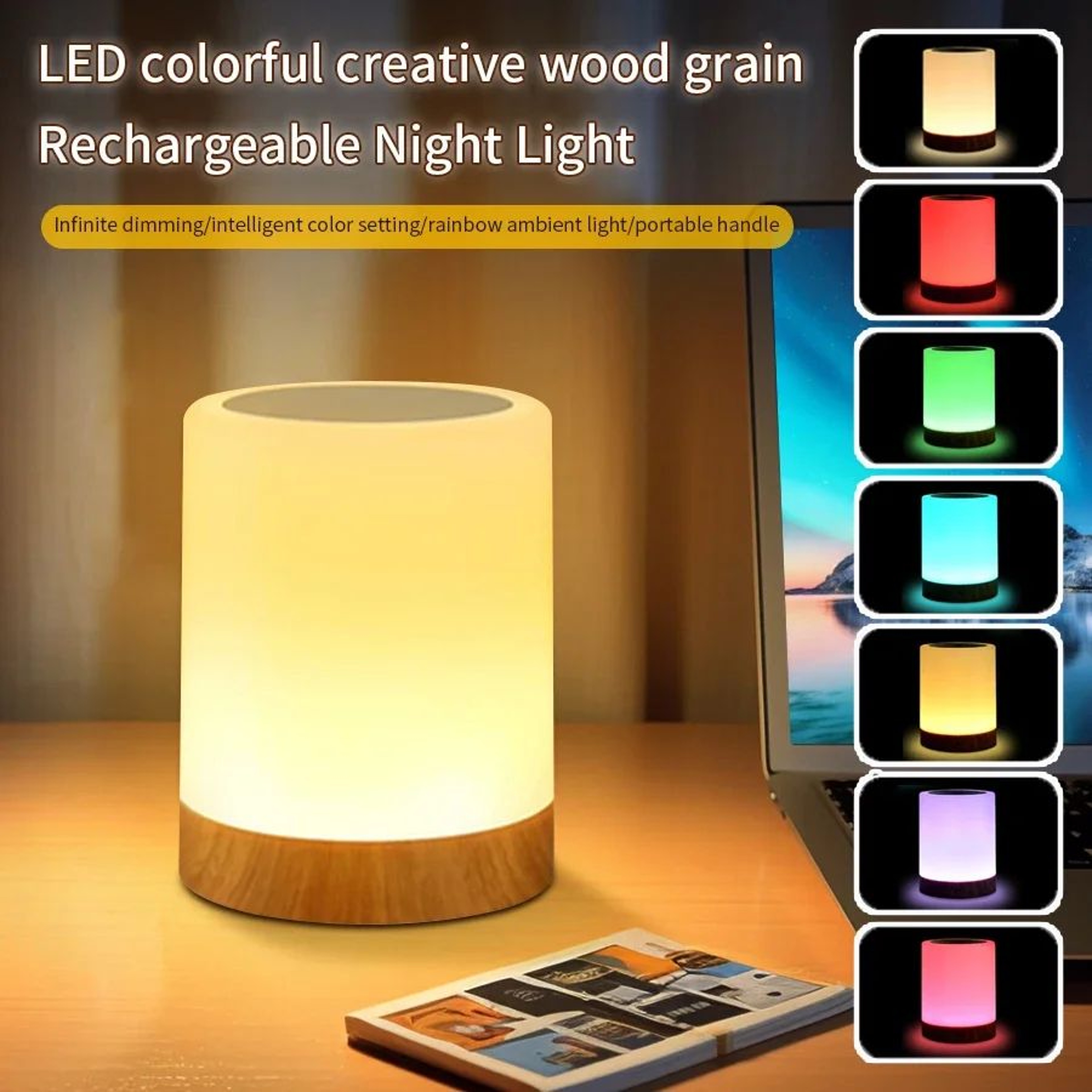 Rechargeable Touch Dimmable LED Bedside Table Lamp 0