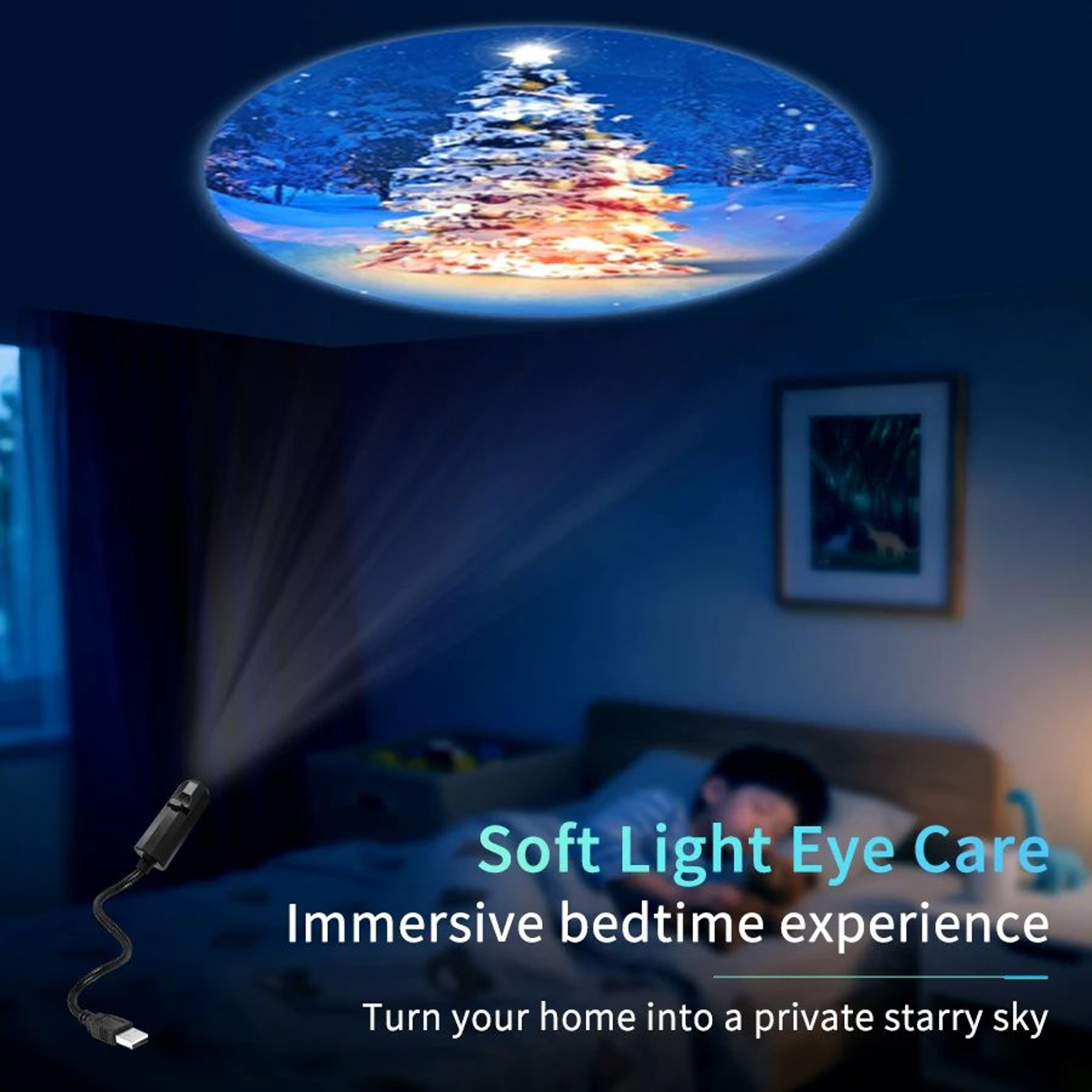 USB Christmas LED Projection Light With Interchangeable Patterns 2