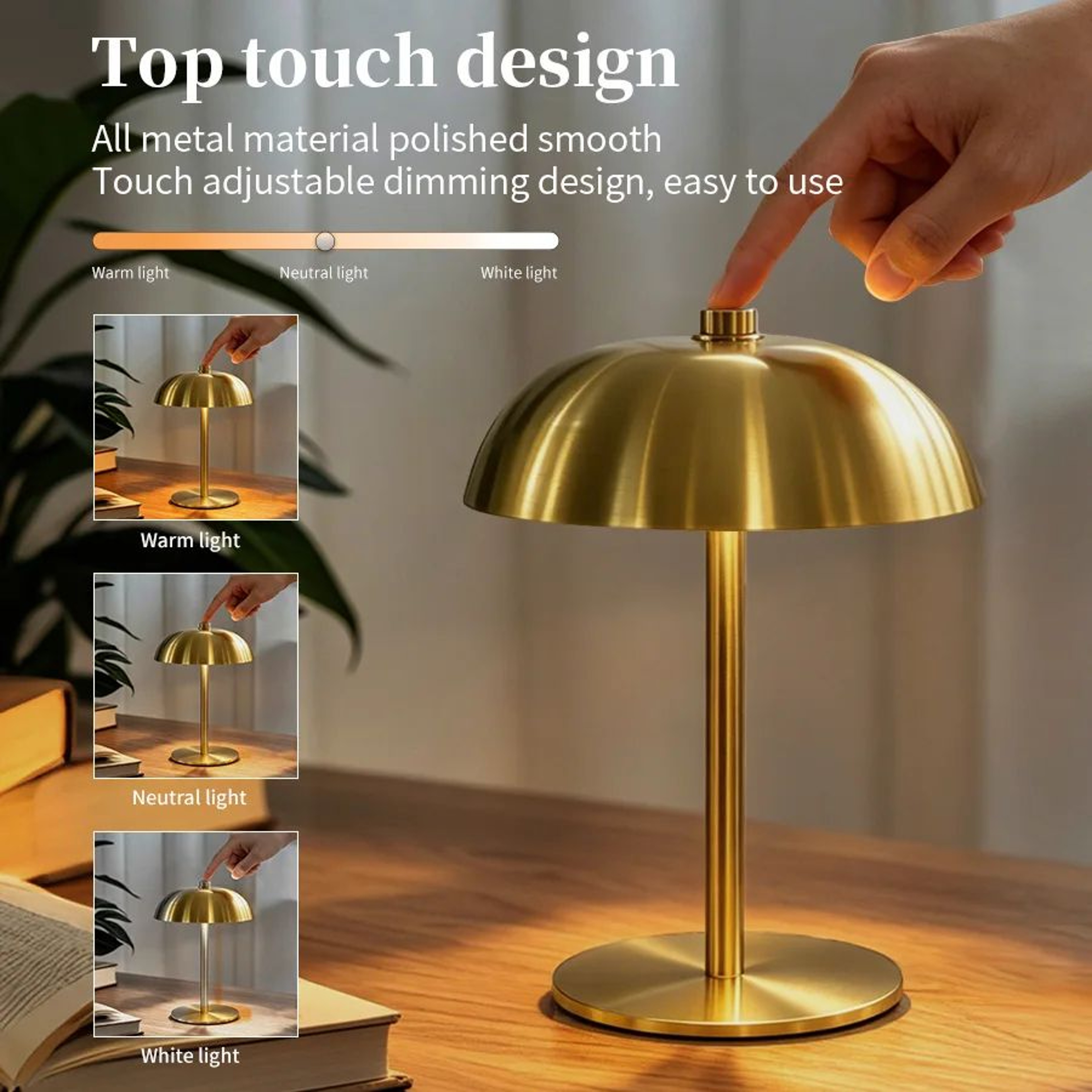 Rechargeable Mushroom LED Table Lamp With Touch Dimming 3