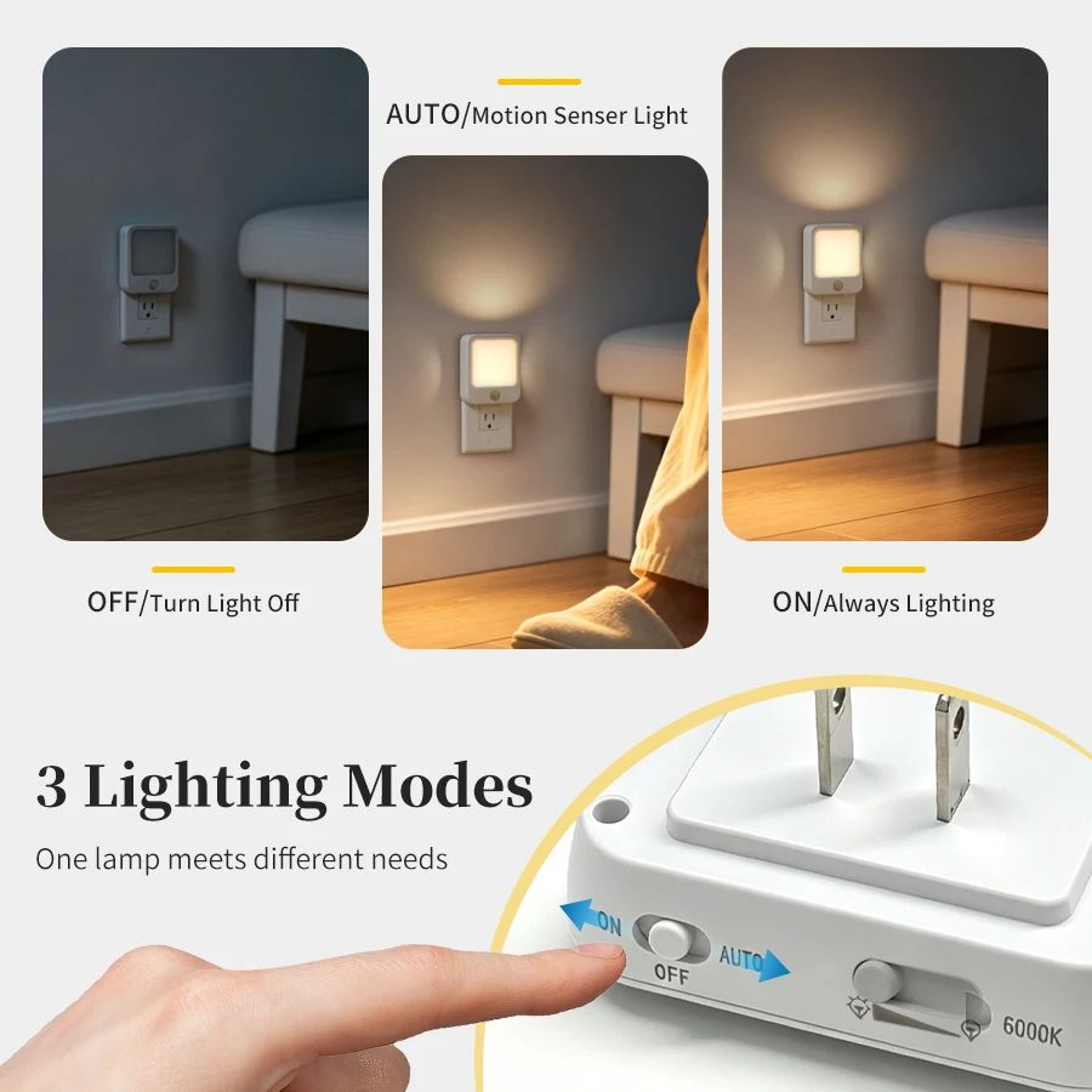 Motion Sensor LED Plug In Night Light With 5 Brightness Levels 2