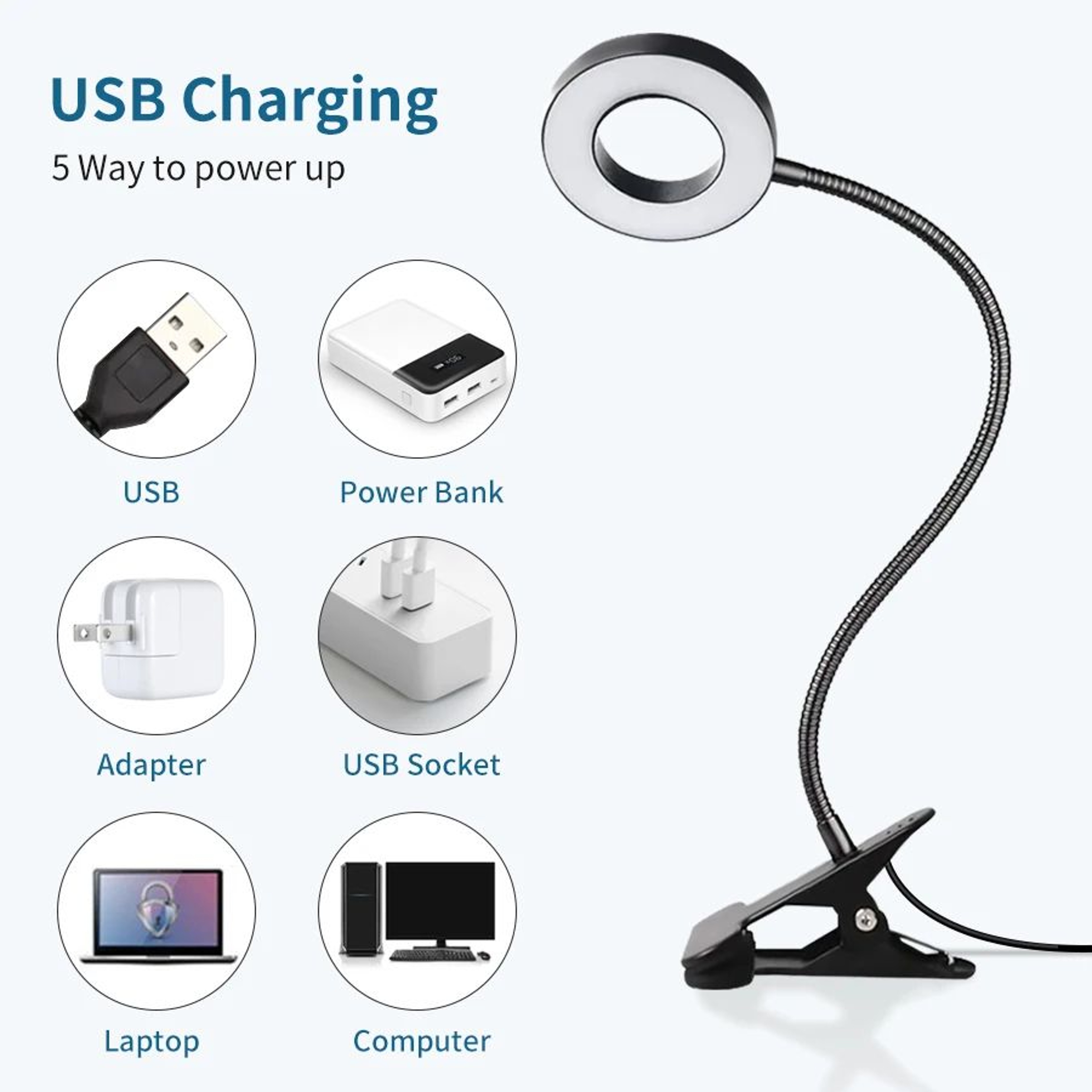 48 LED USB Clip On Desk Lamp With Flexible Gooseneck 1
