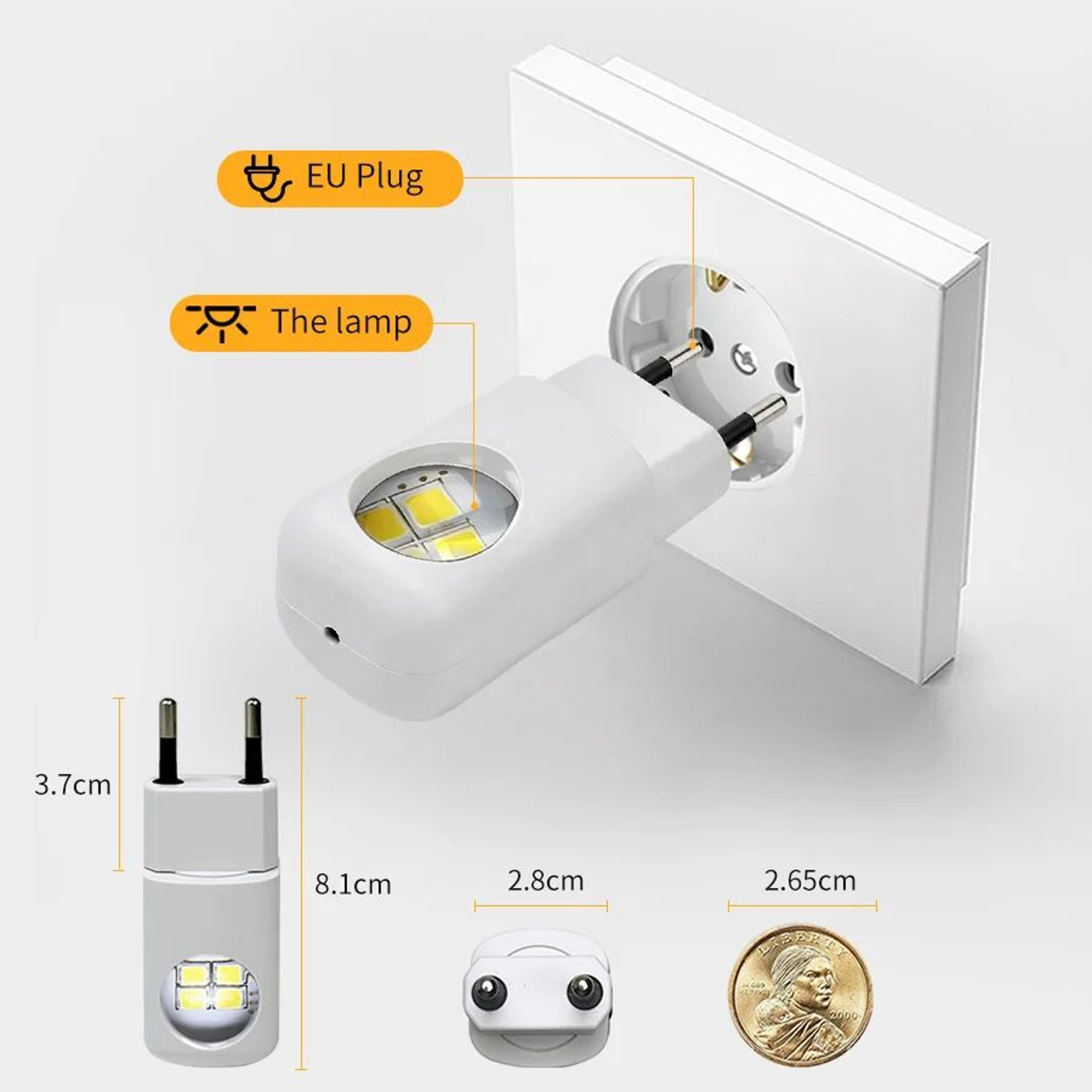 Automatic Sensor LED Plug In Night Light With Warm And Cool White 6