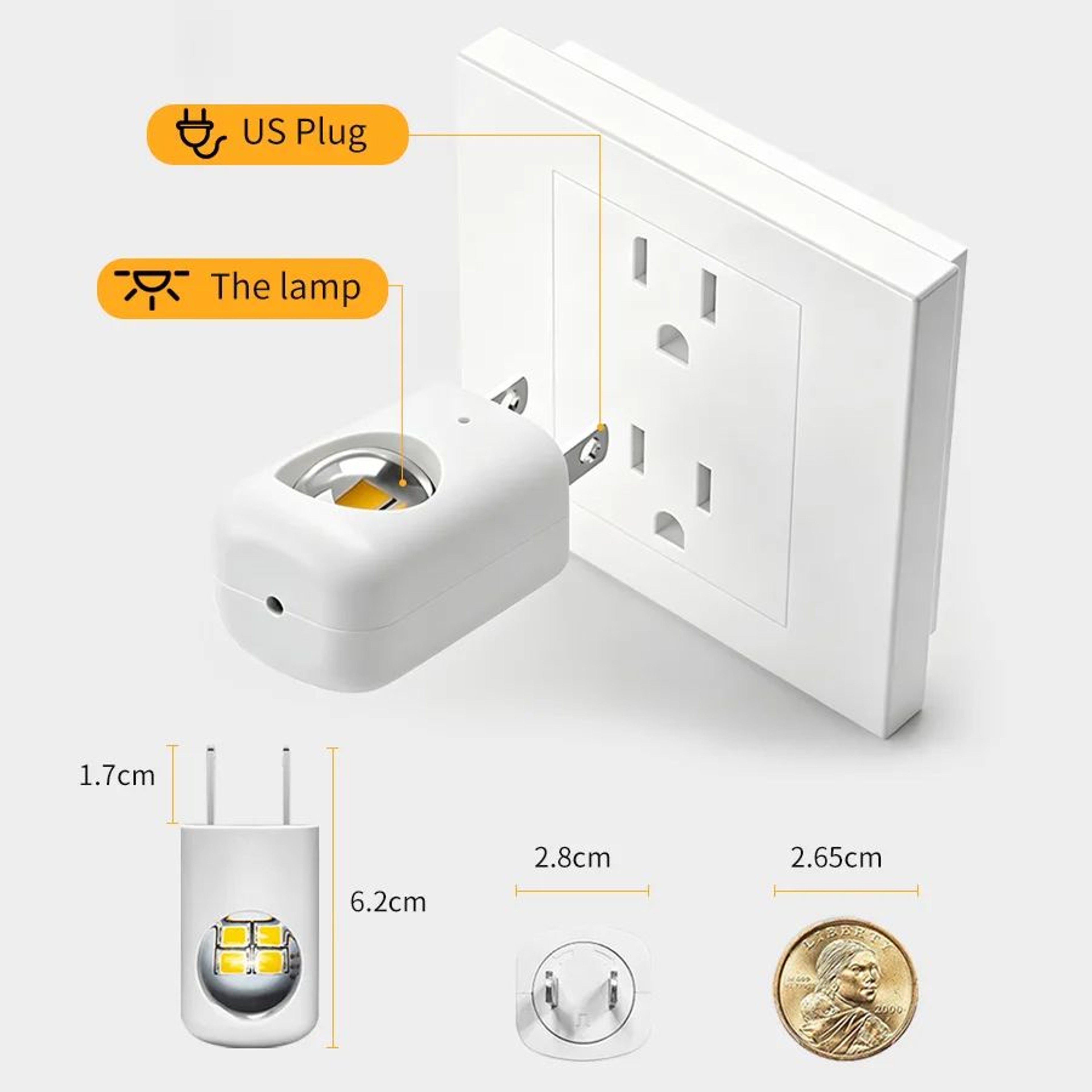 Automatic Sensor LED Plug In Night Light With Warm And Cool White 7