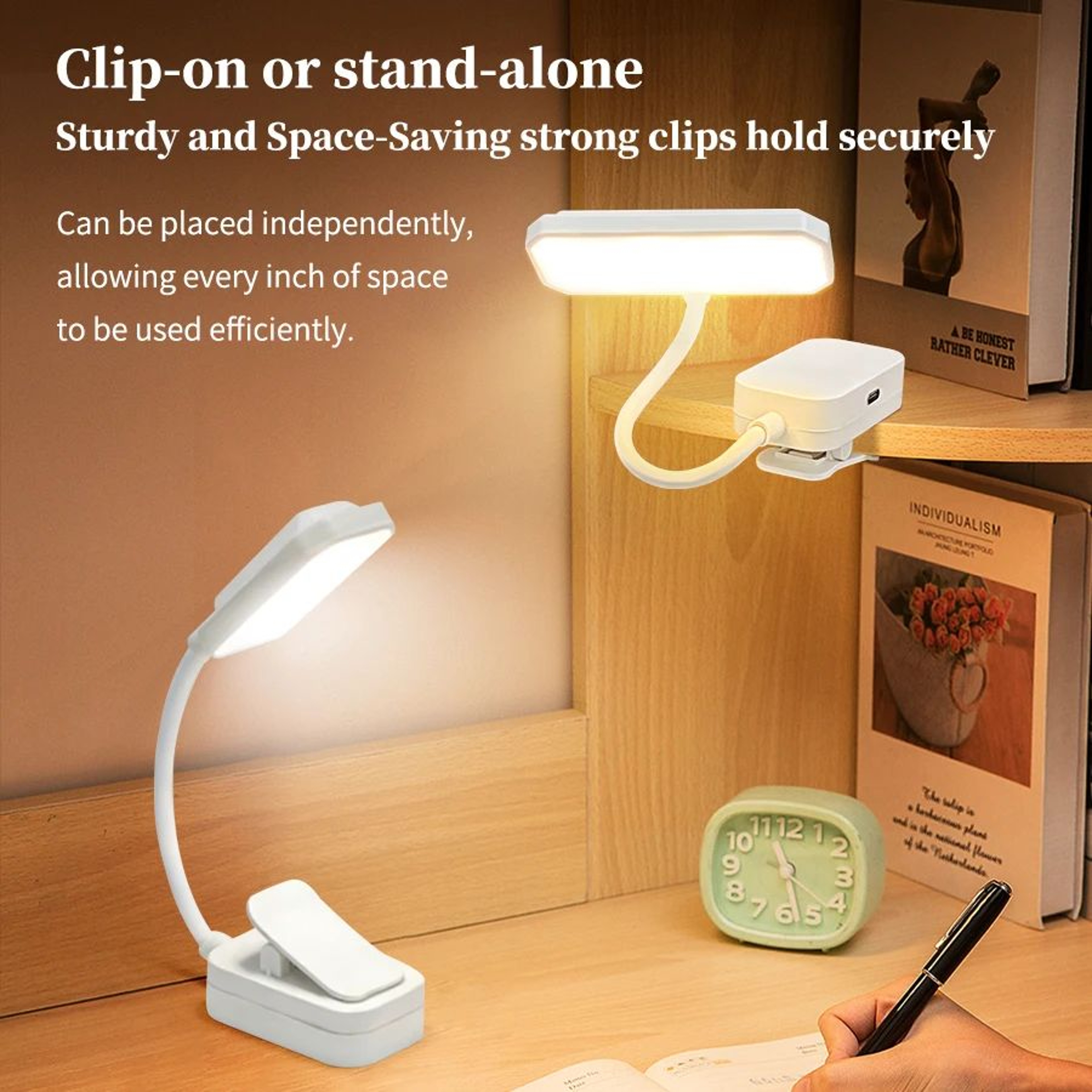 Dimmable LED Clip On Reading Lamp With 360 Degree Gooseneck 1