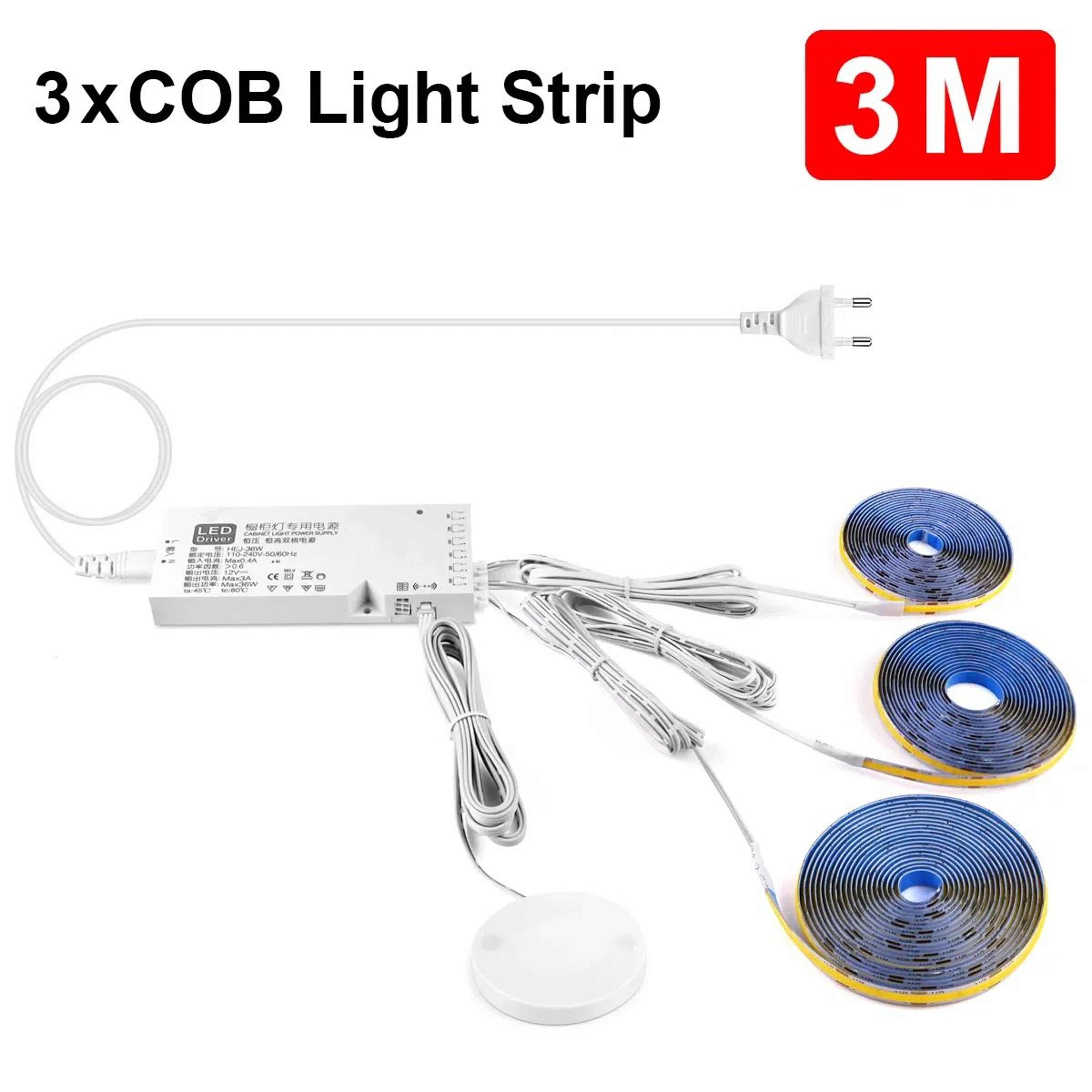Touch Dimmable COB LED Under Cabinet Strip Light 20