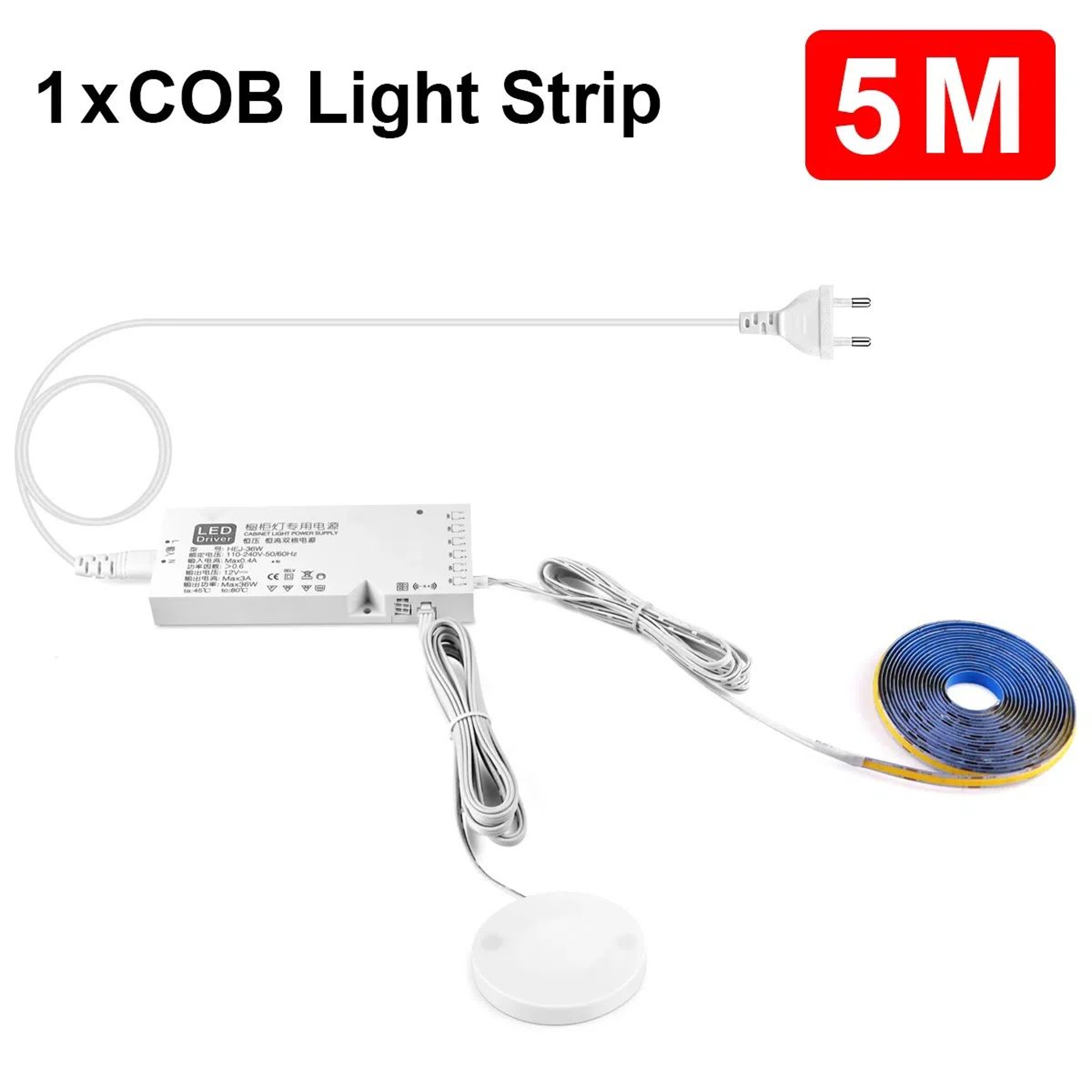 Touch Dimmable COB LED Under Cabinet Strip Light 24