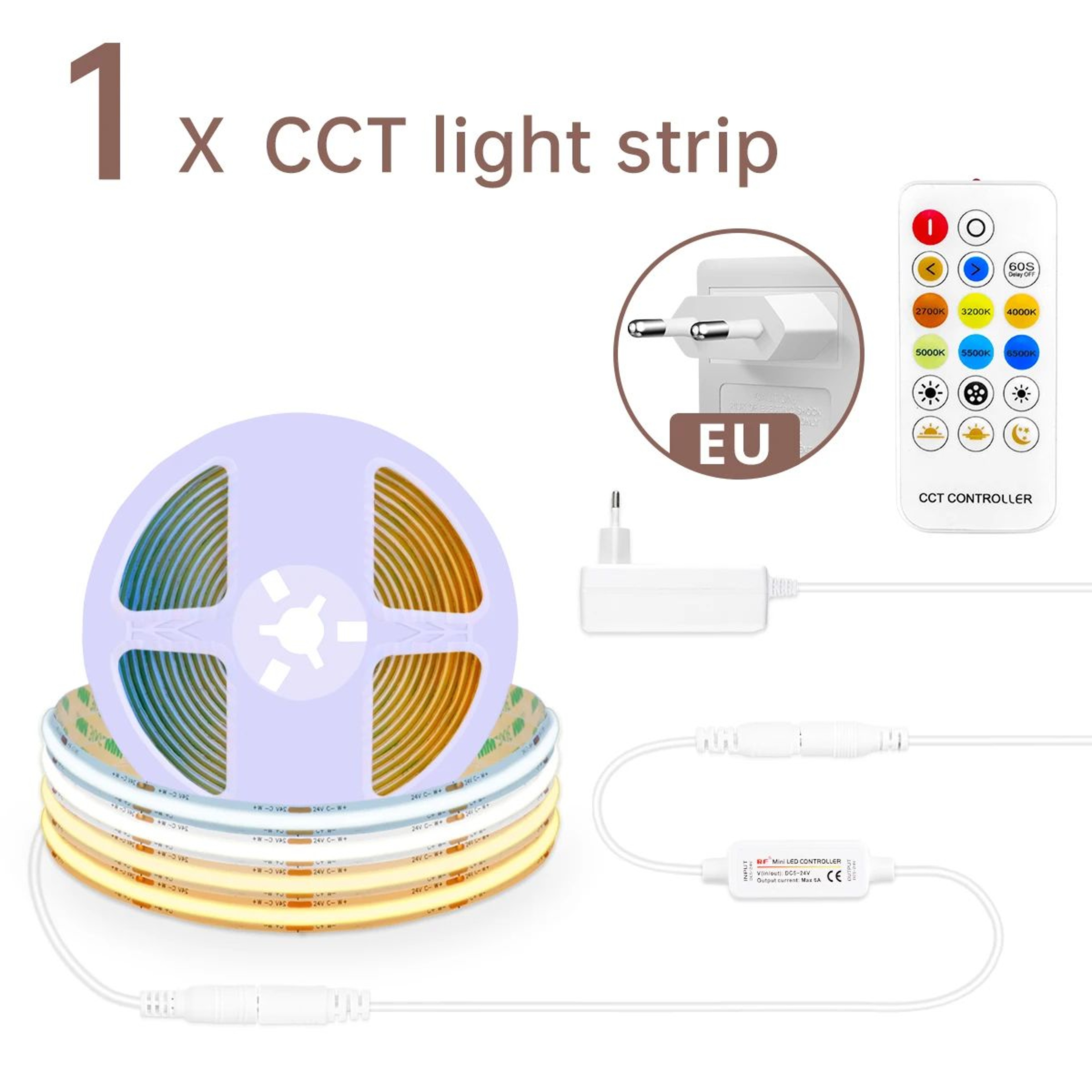 Dimmable COB LED Strip Light With Remote Control 6