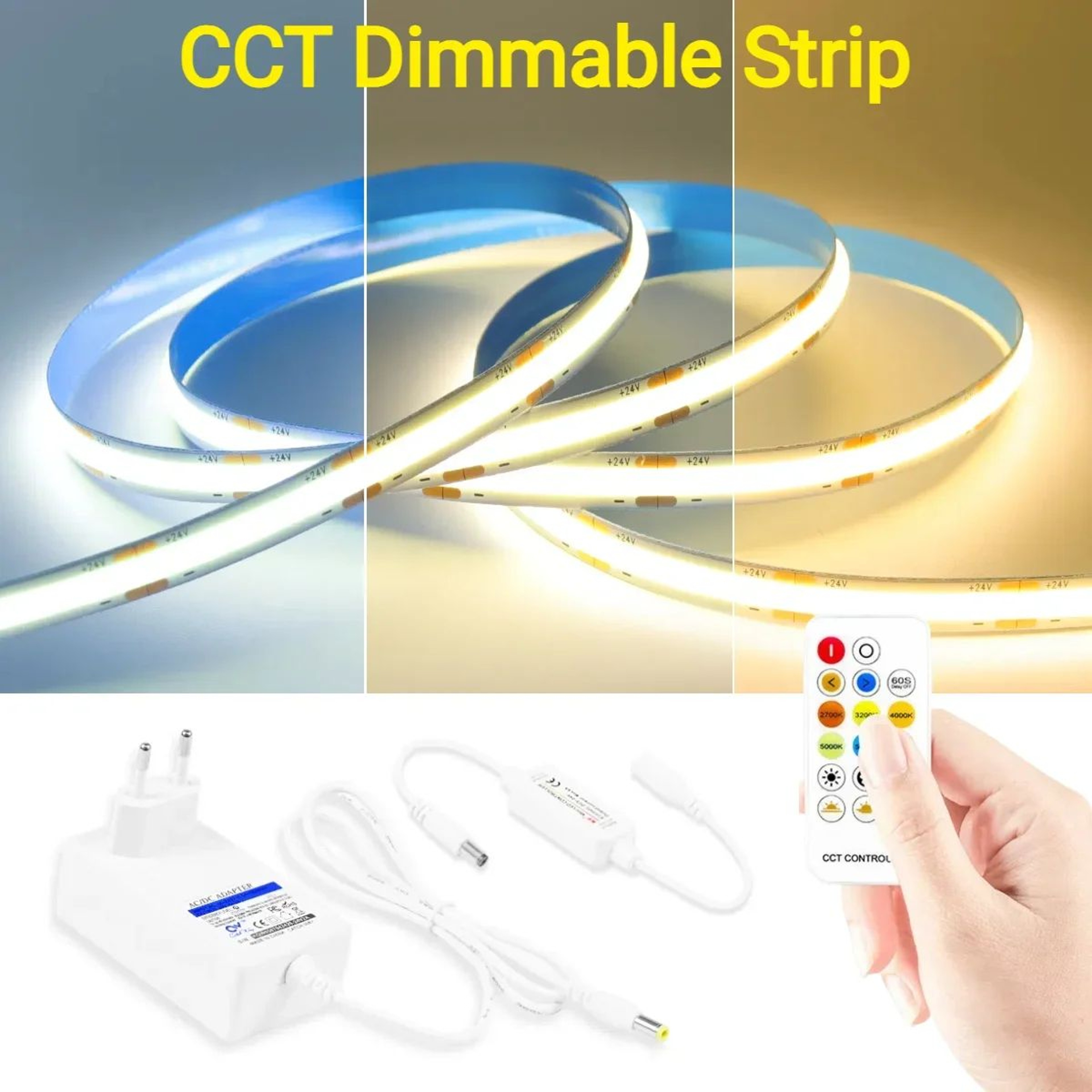 Dimmable COB LED Strip Light With Remote Control 0