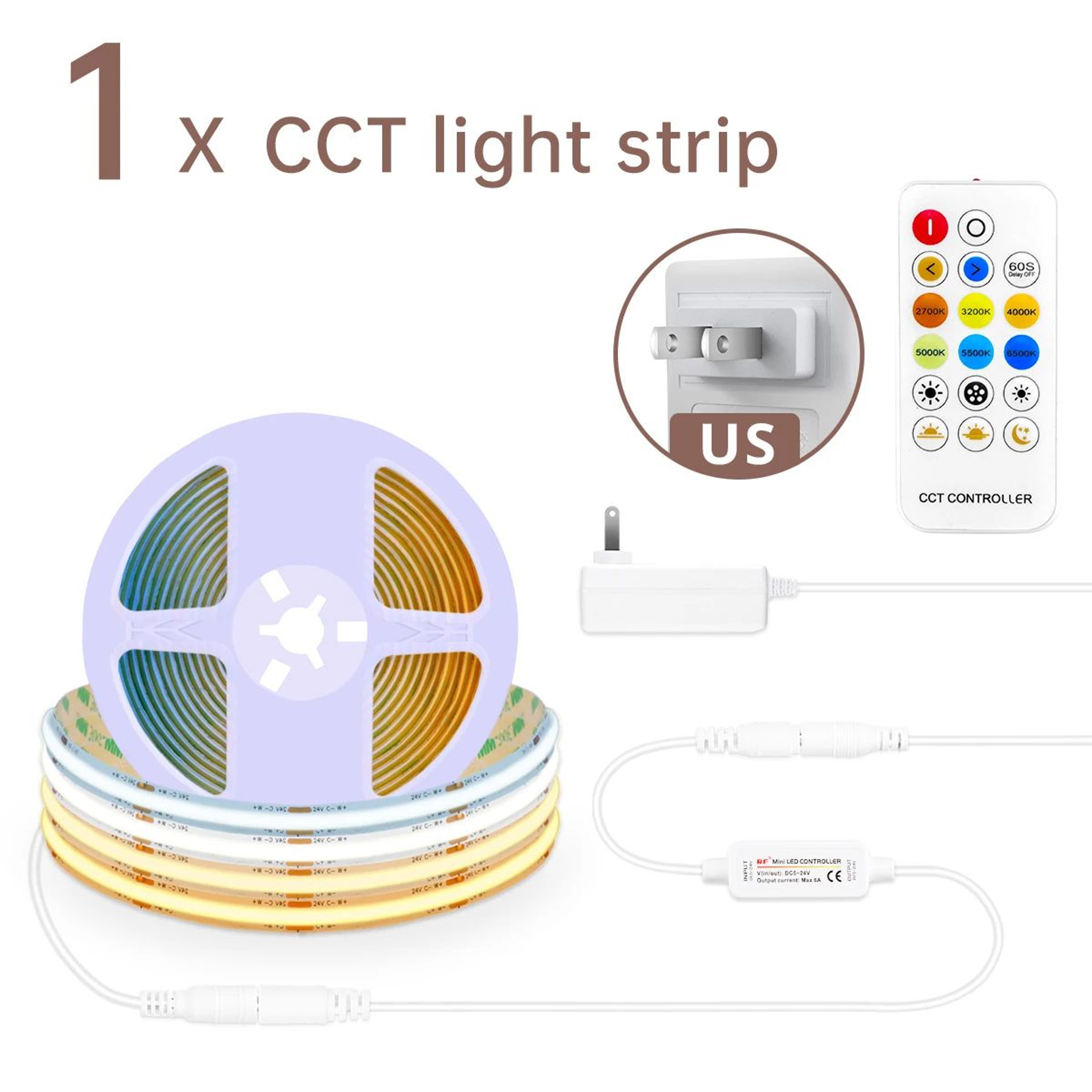 Dimmable COB LED Strip Light With Remote Control 8