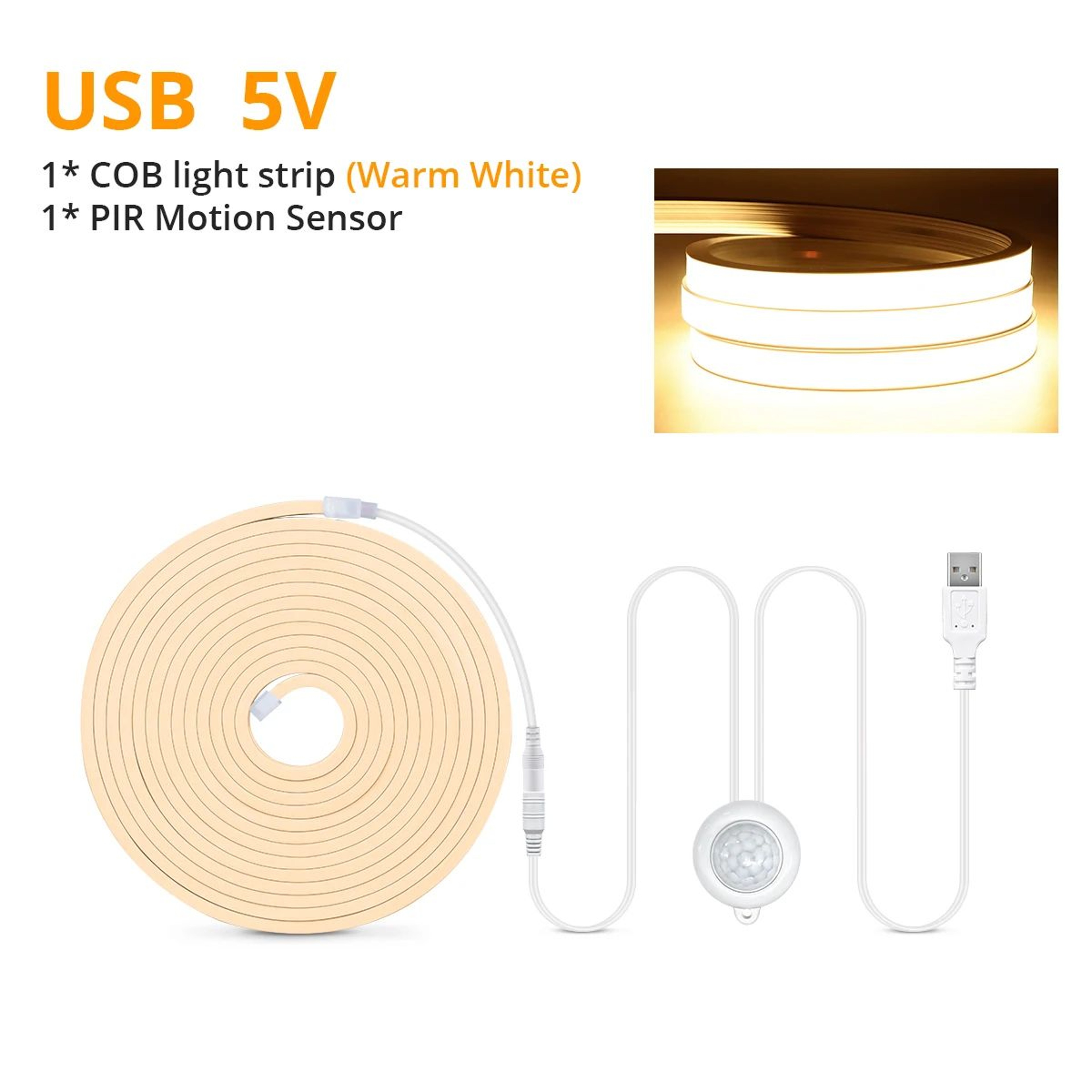 USB COB LED Strip Light With Motion Sensor 8