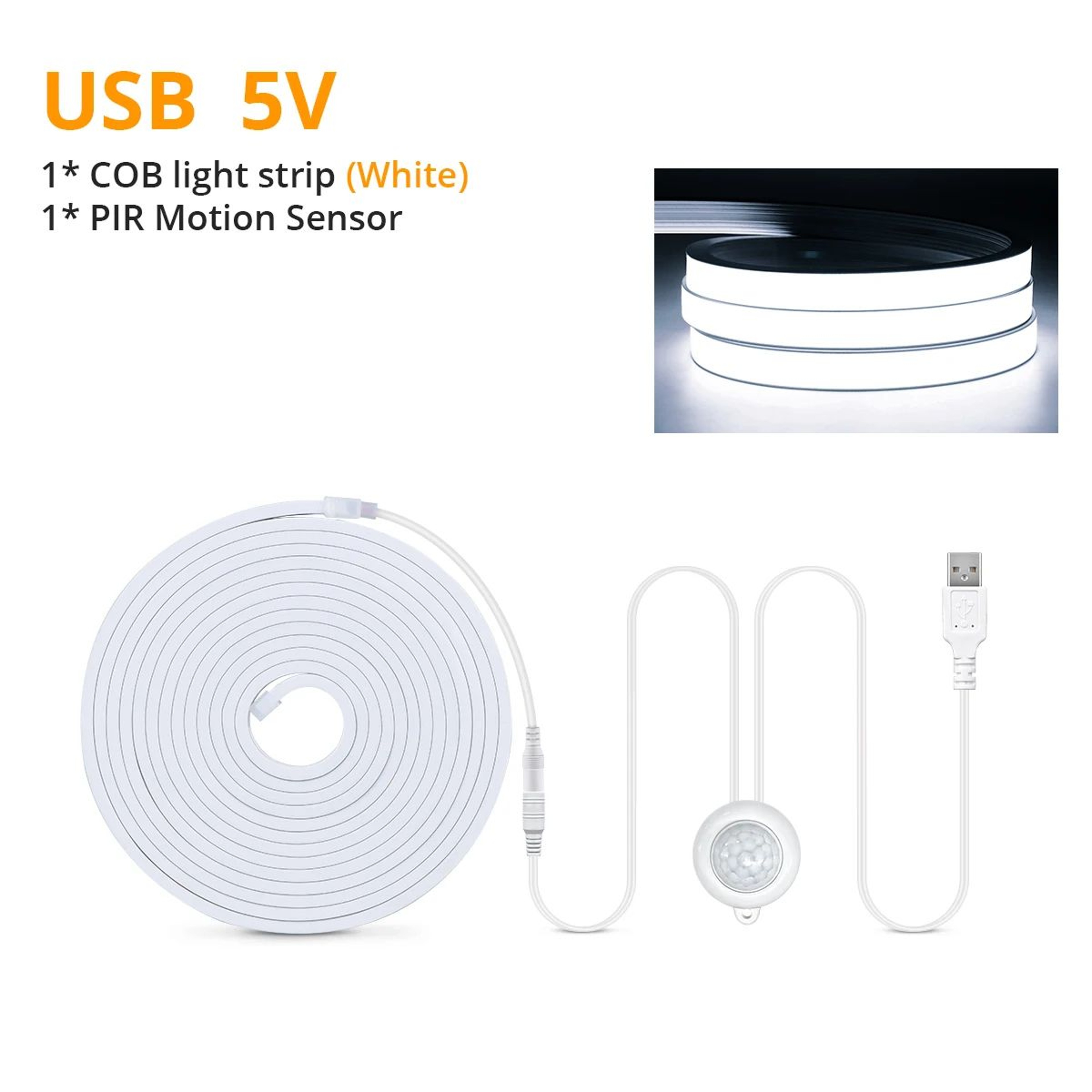 USB COB LED Strip Light With Motion Sensor 6