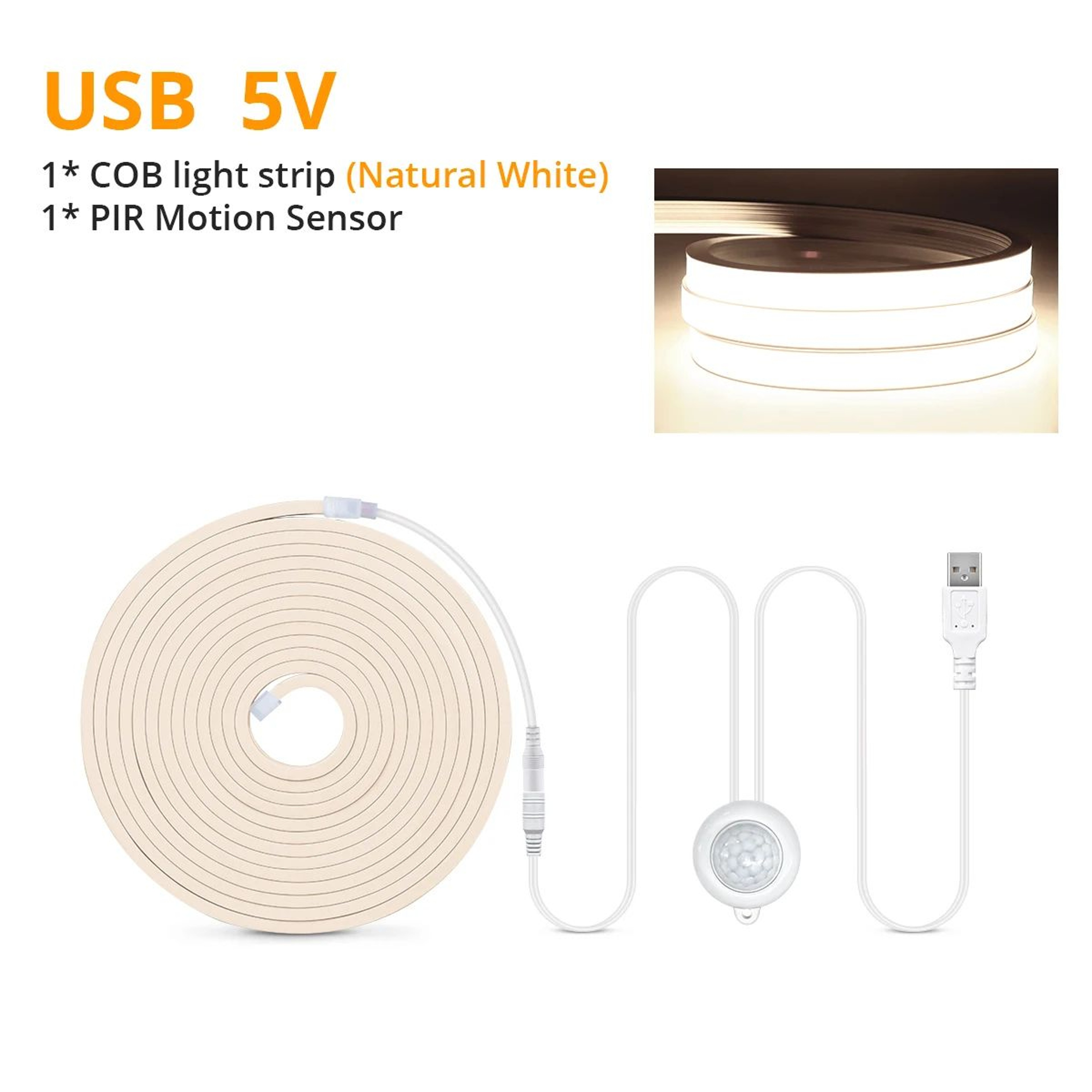 USB COB LED Strip Light With Motion Sensor 7