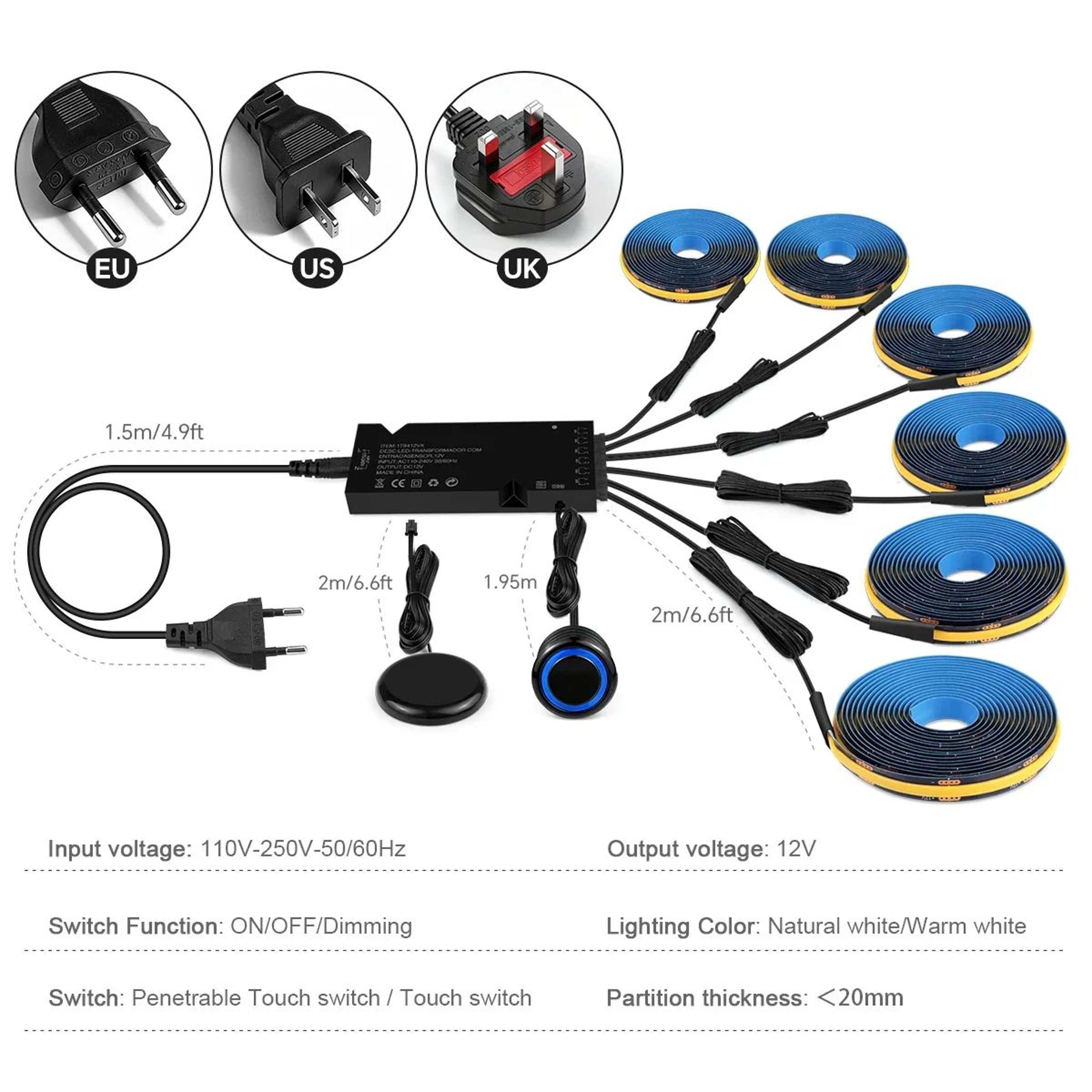 COB LED Wardrobe Light Kit With Hidden Touch Dimmer 0