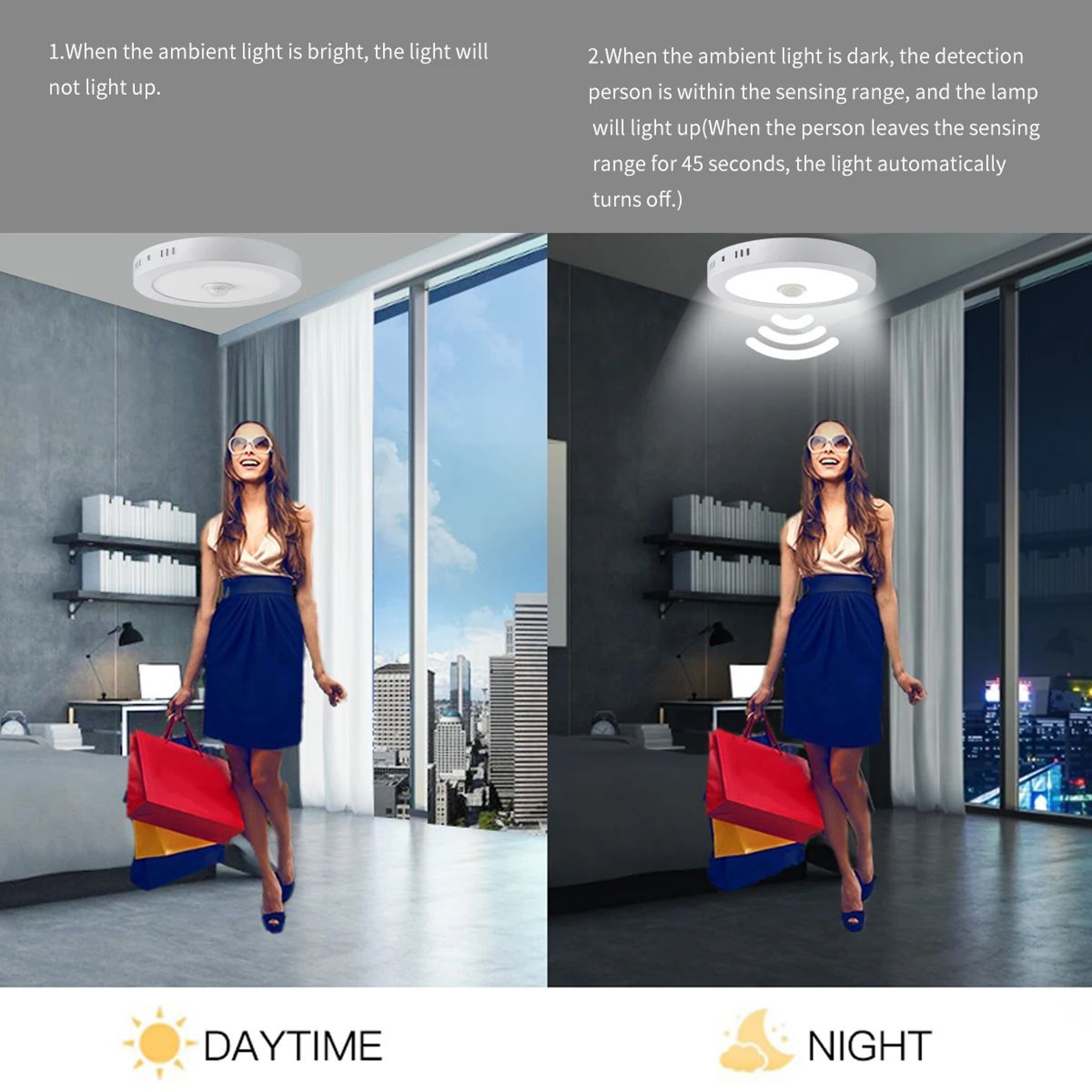 LED Motion Sensor Ceiling Light For Hallways And Doorways 2
