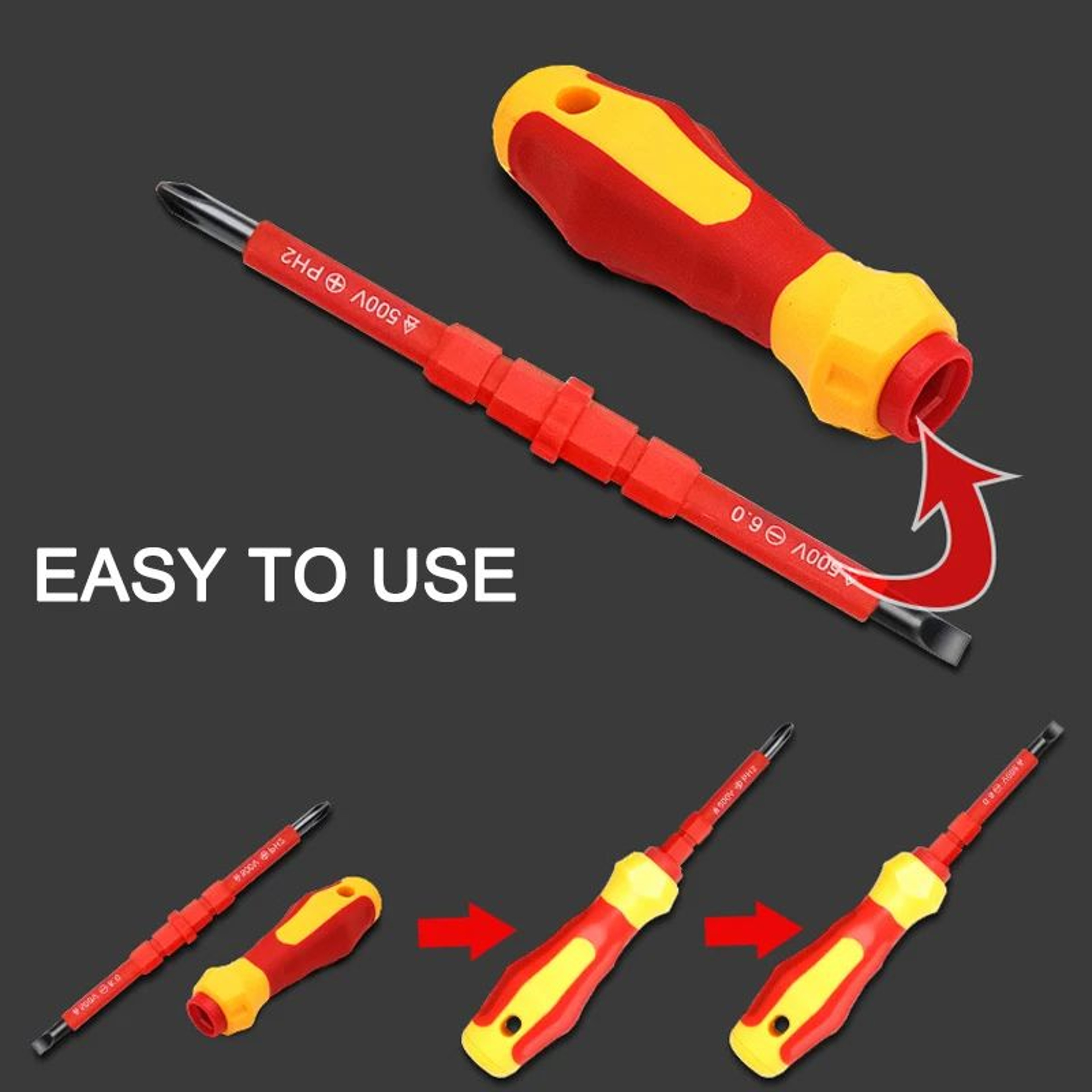 5 Piece Insulated Screwdriver Set For Electrical Repairs 2