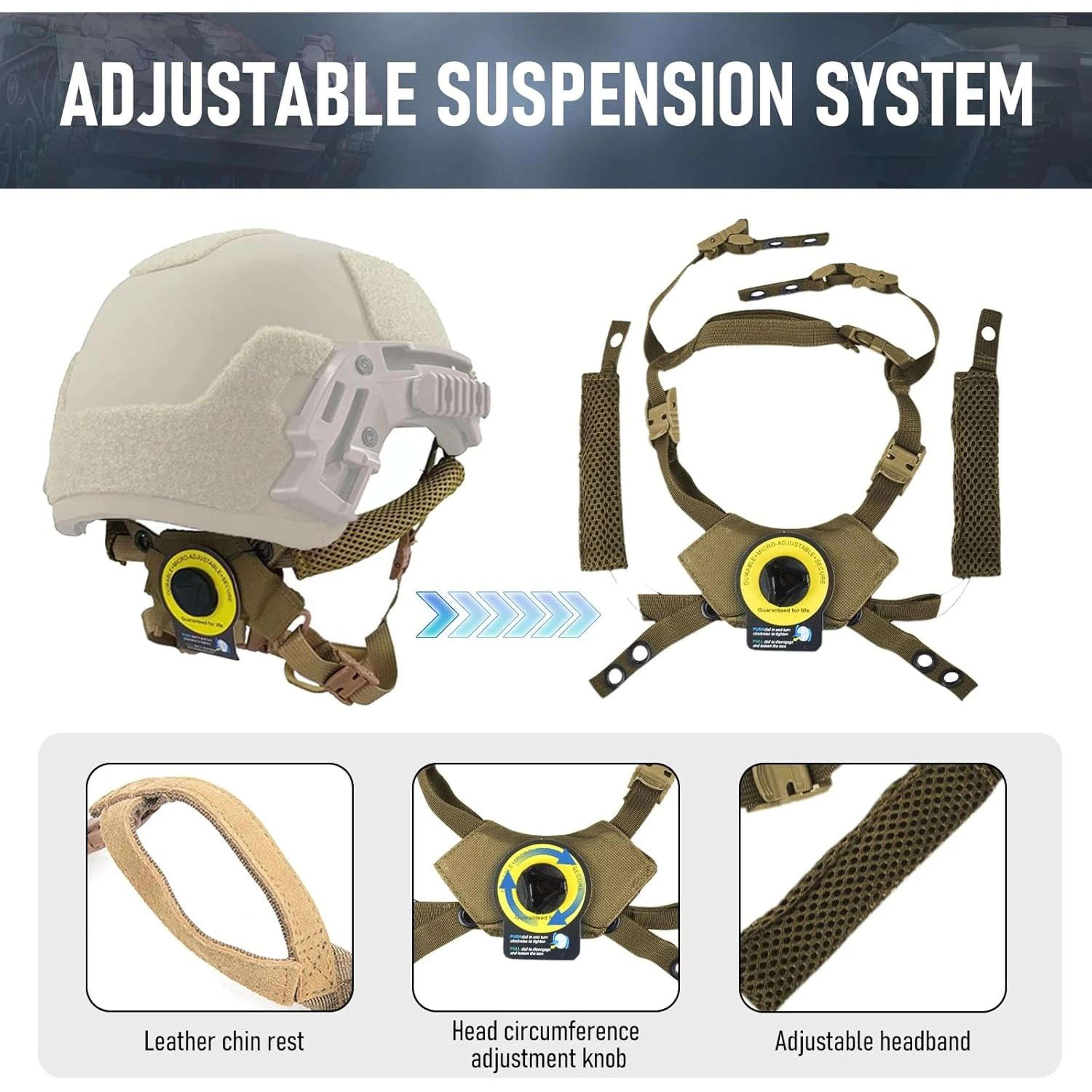 Adjustable Tactical Helmet Suspension Strap Replacement Kit 1