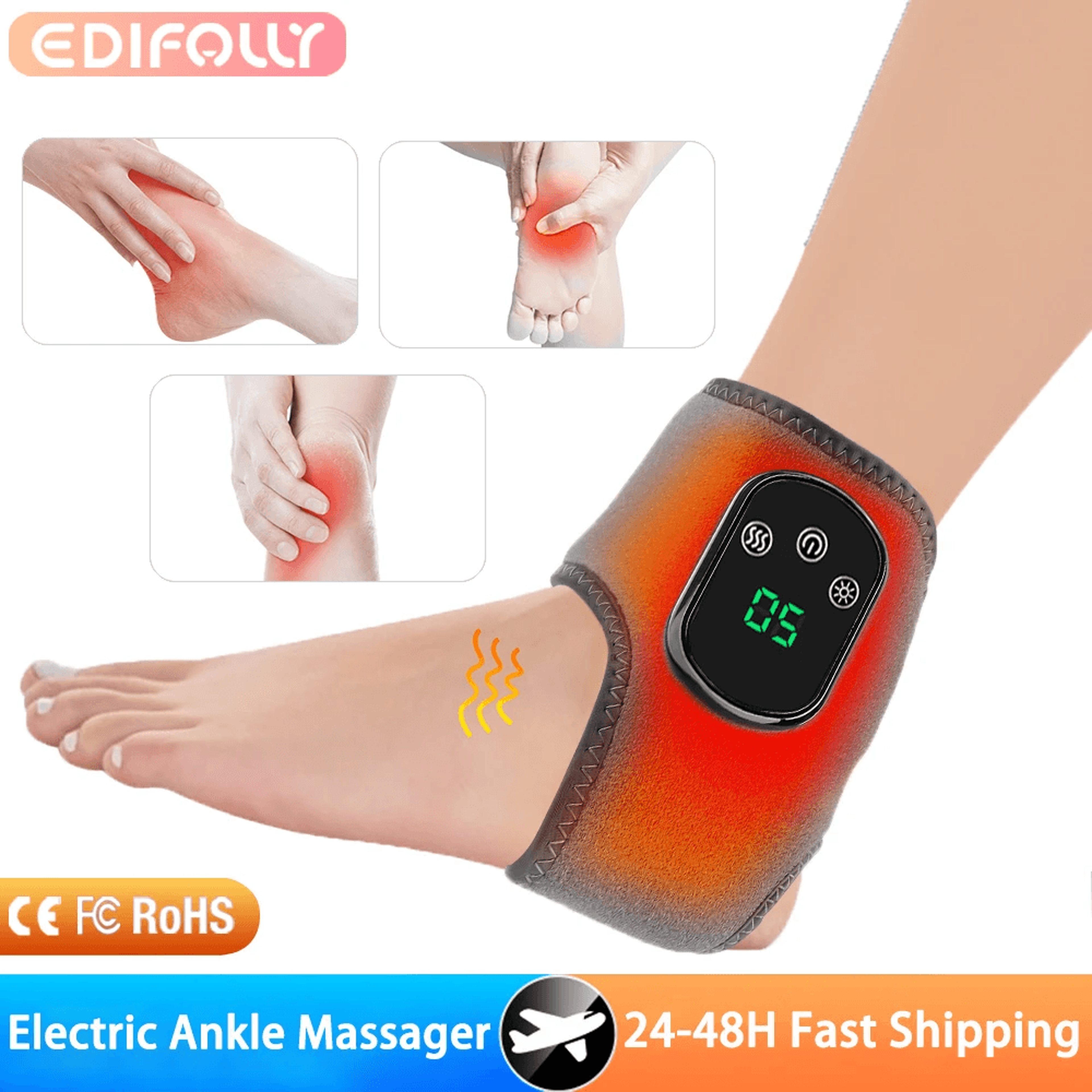 Electric Ankle Massager With Vibration  Infrared Heat  Muscle Relaxation  Joint Pain Relief Support 0