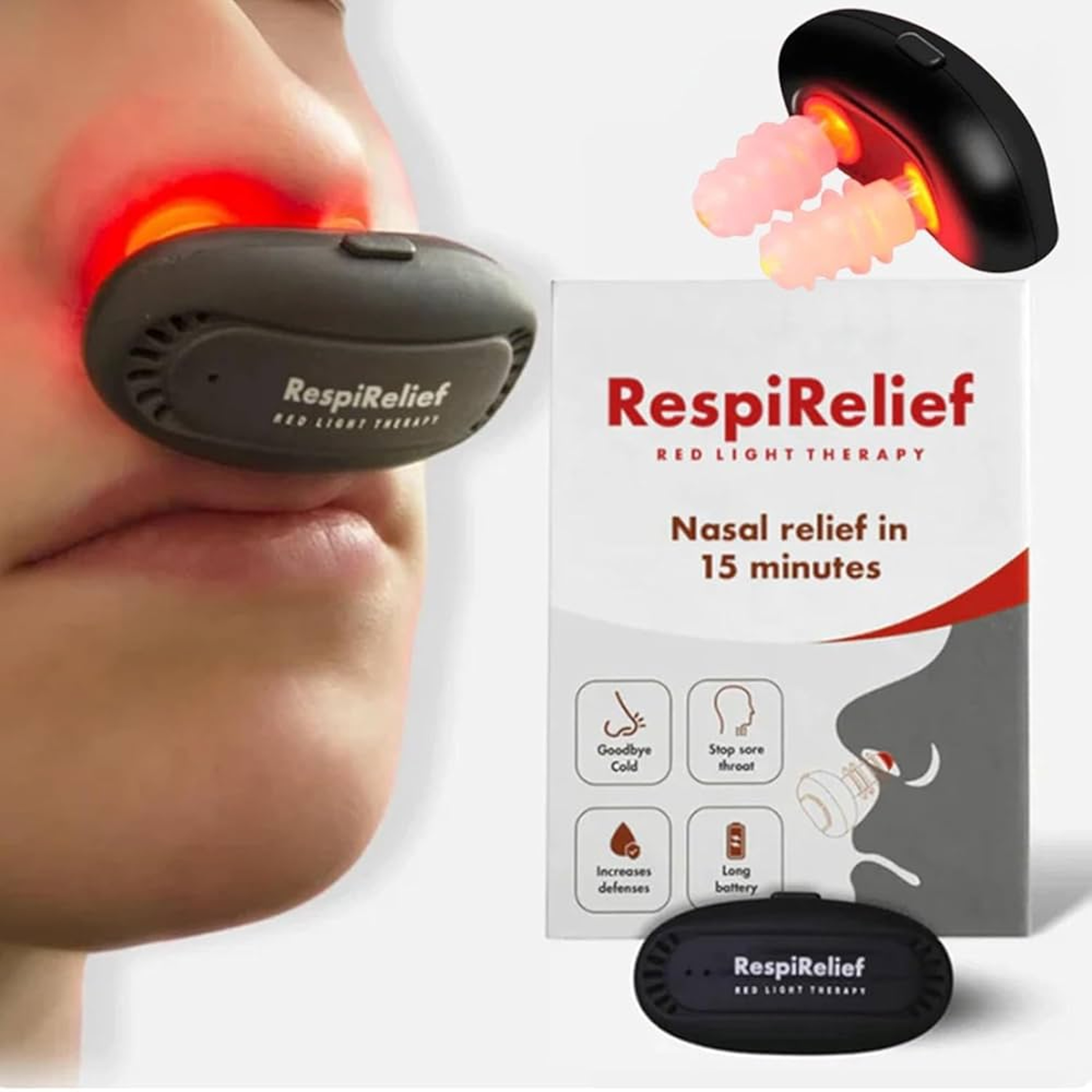 Cordless Red Light Nasal Therapy Device For Rhinitis And Sinus Relief 0
