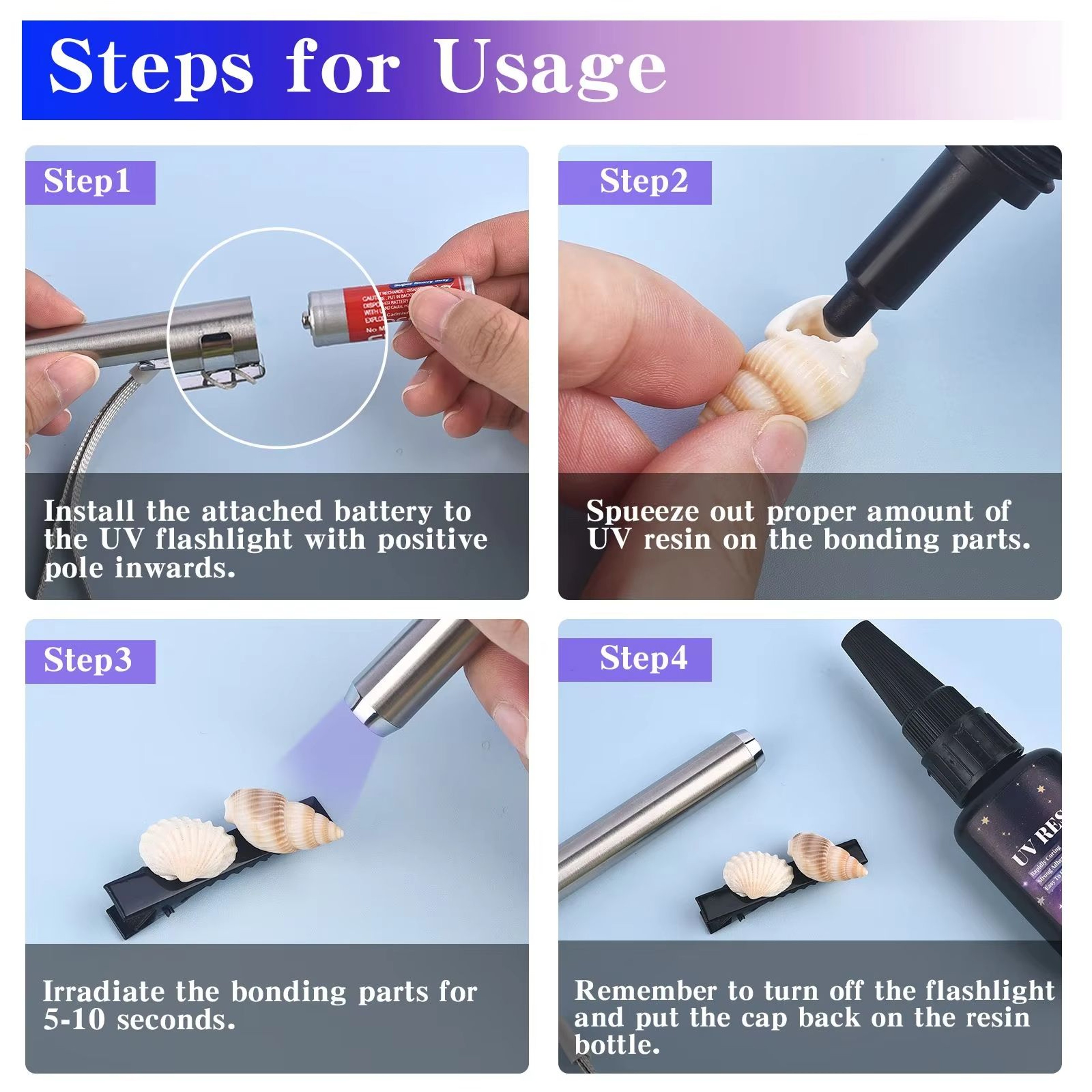 25g UV Resin Glue Kit With Light  QuickDrying Bonding  Welding Resin For Glass Metal Wood DIY Craft 2