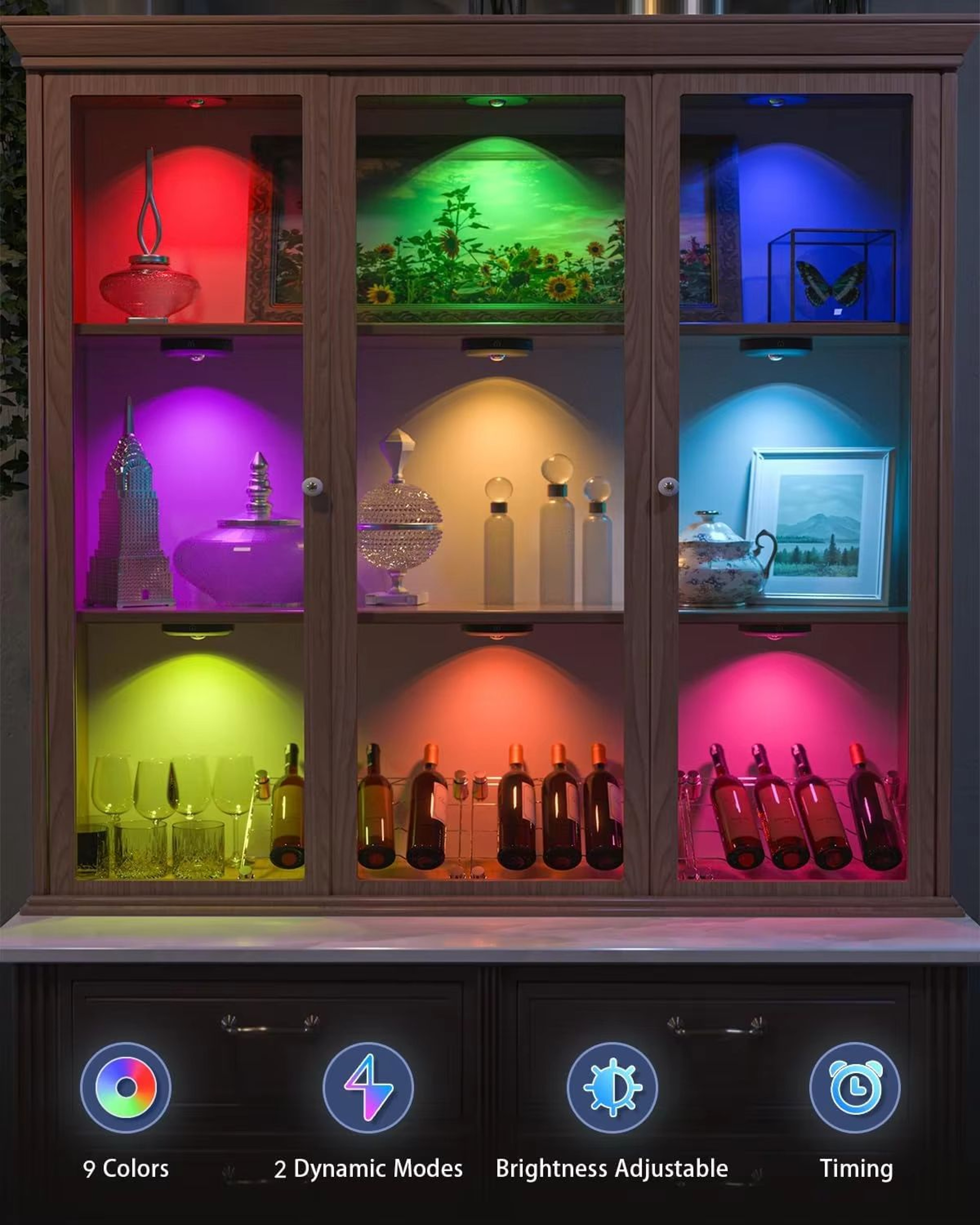 WILLED Rechargeable RGB Puck Light  1200mAh Battery With Remote And Touch Control 4