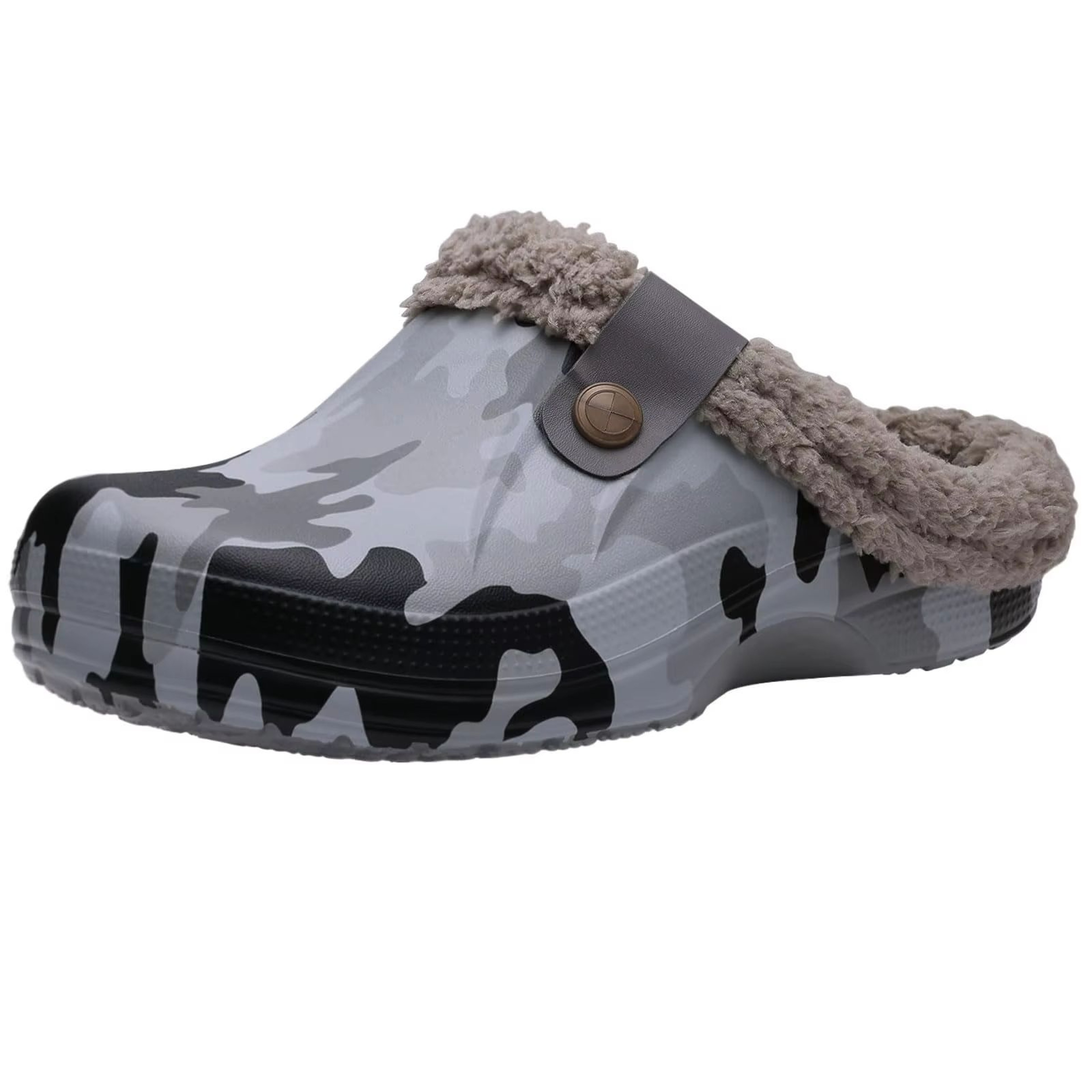 Shevalues Waterproof Fuzzy Mens Clogs Warm Fur Lined Slippers Indoor Outdoor Anti Slip House Shoes 0