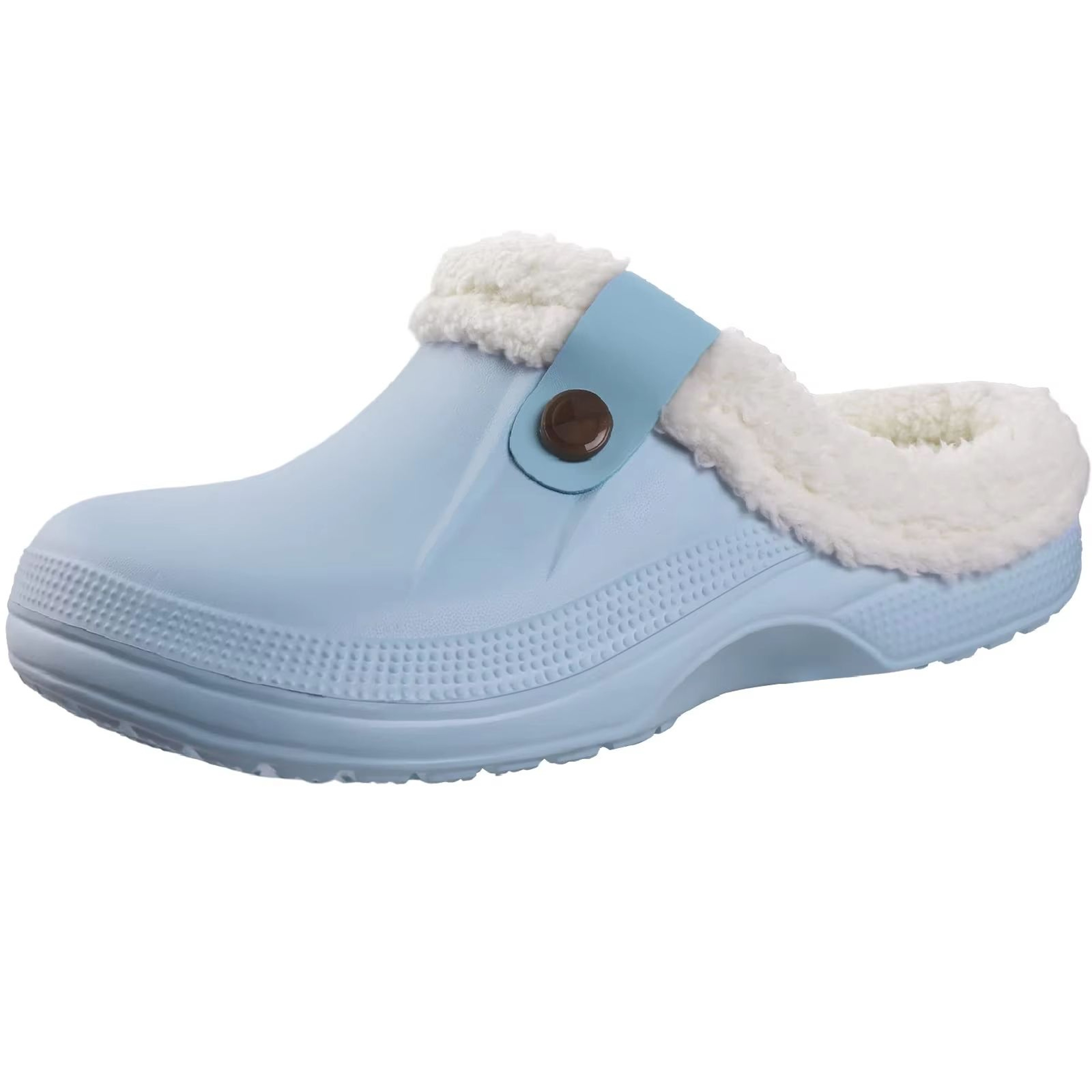 Shevalues Waterproof Fuzzy Mens Clogs Warm Fur Lined Slippers Indoor Outdoor Anti Slip House Shoes 17