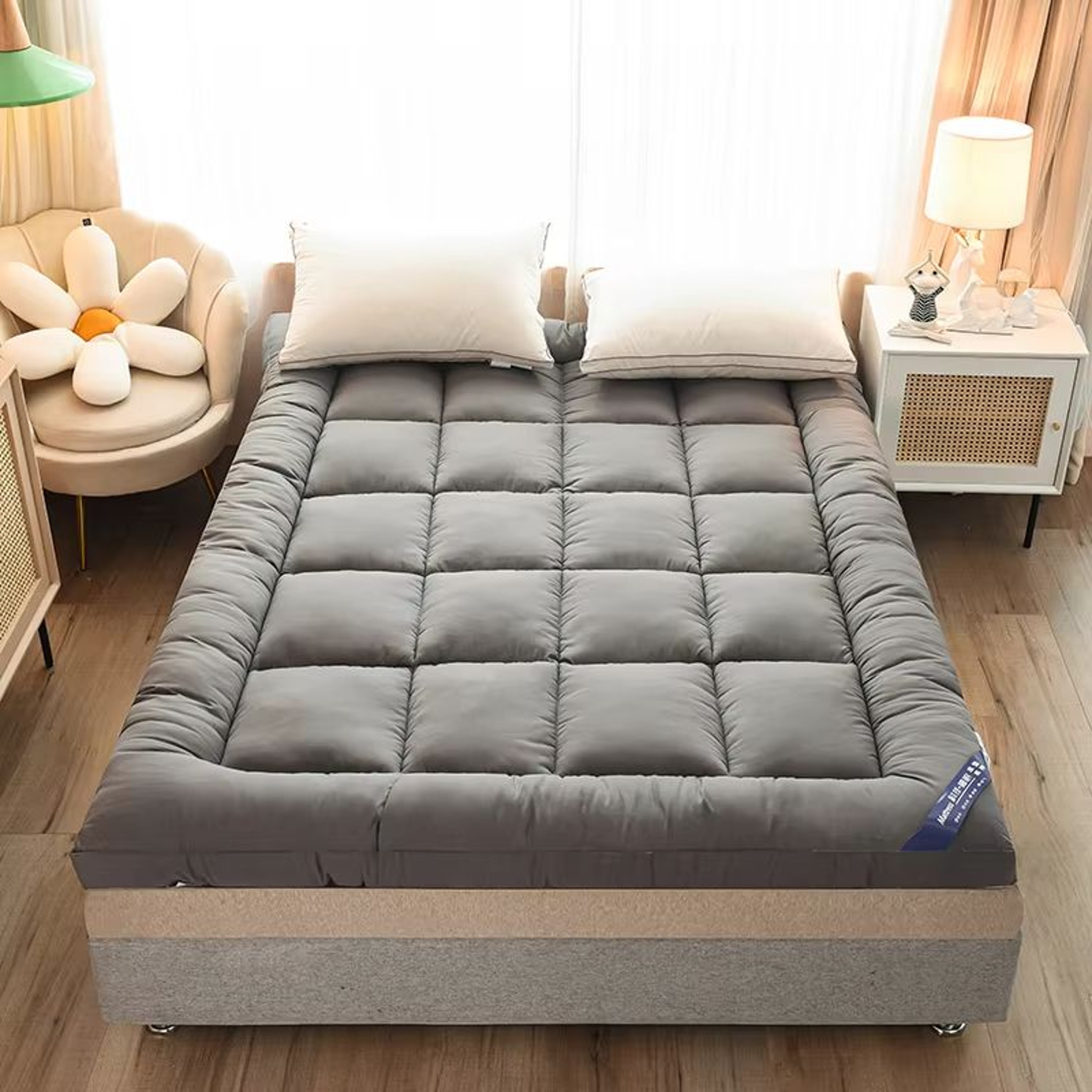 Queen Mattress Topper  Extra Thick 1000 GSM Bed Pad With Elastic Pocket For Body Pain Relief  Comfo