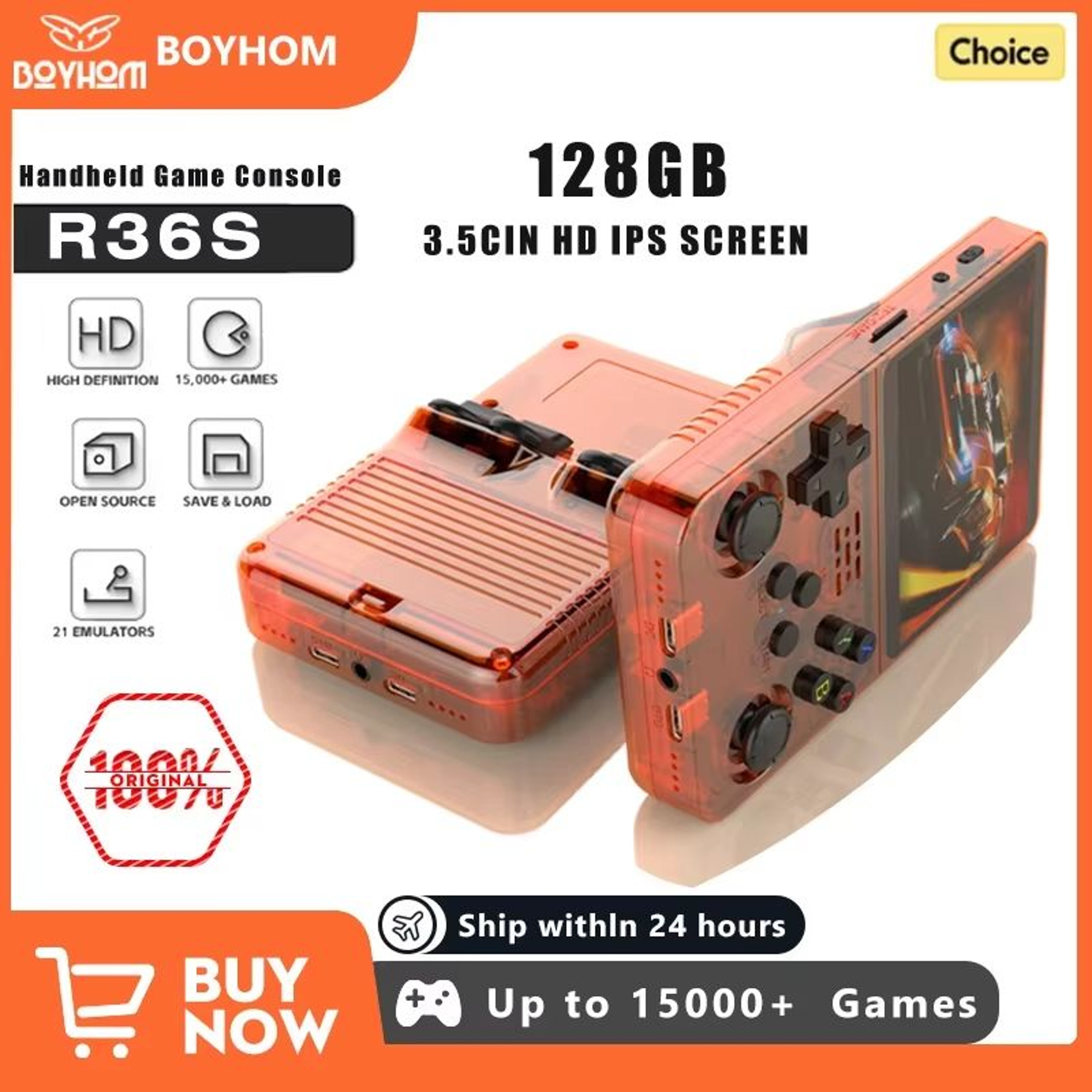 R36S Portable Retro Game Console 128G  Open Source Linux Handheld With 35 IPS Screen And 64GB Prelo 0
