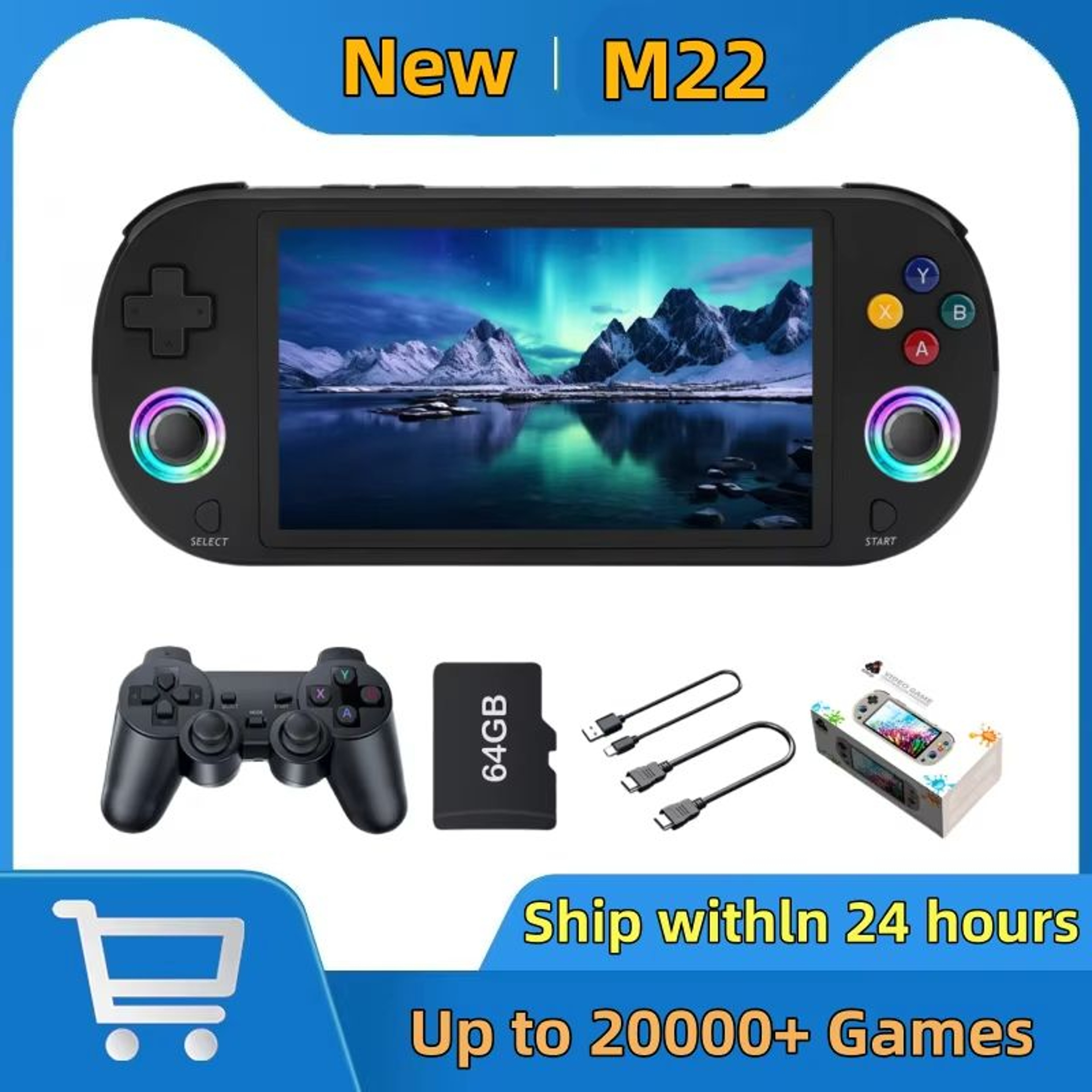 M22 Pro 128GB Portable Handheld Retro Gaming Console  50 IPS Screen 0