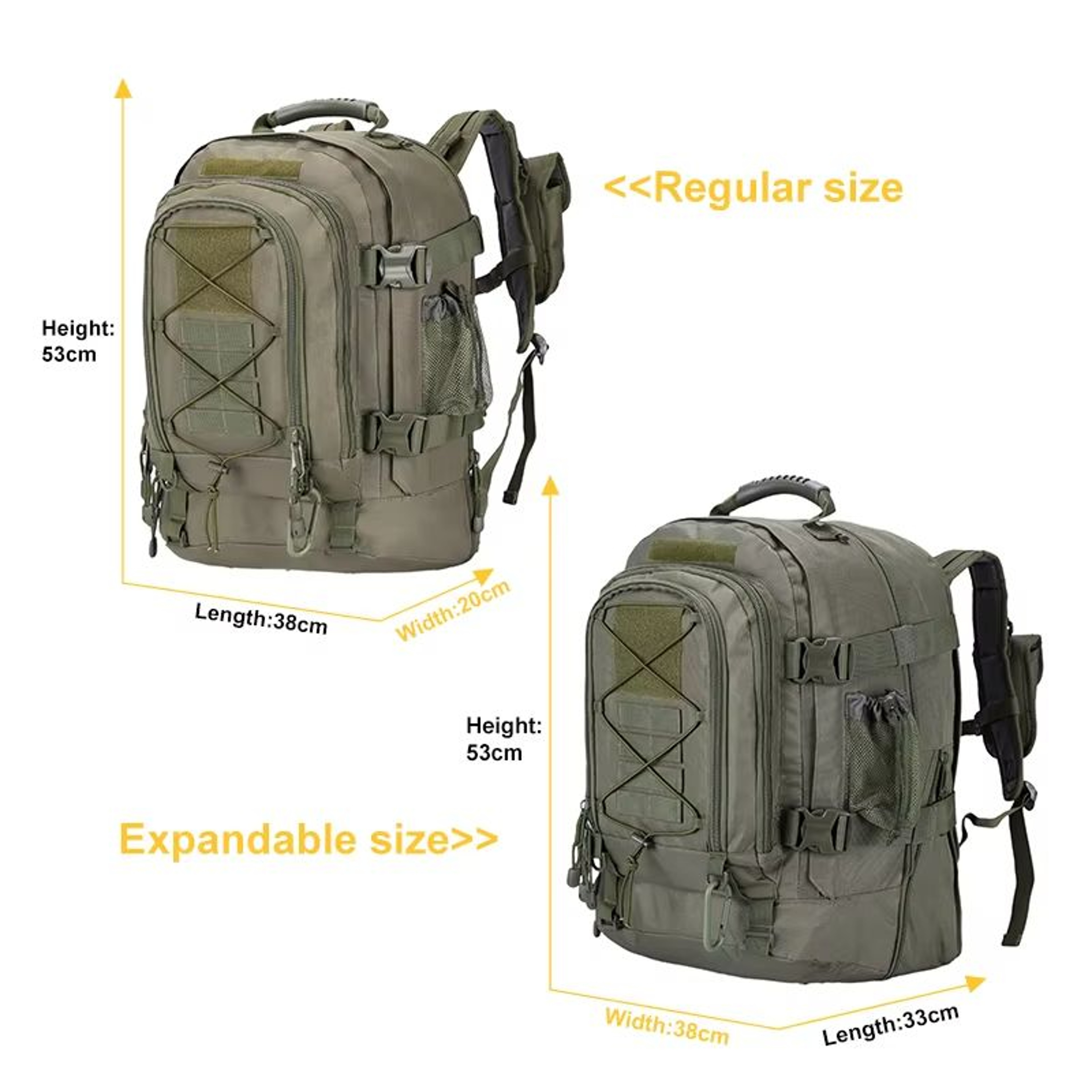 60L Tactical Backpack For Men  Expandable Military Hiking And Camping Rucksack 4