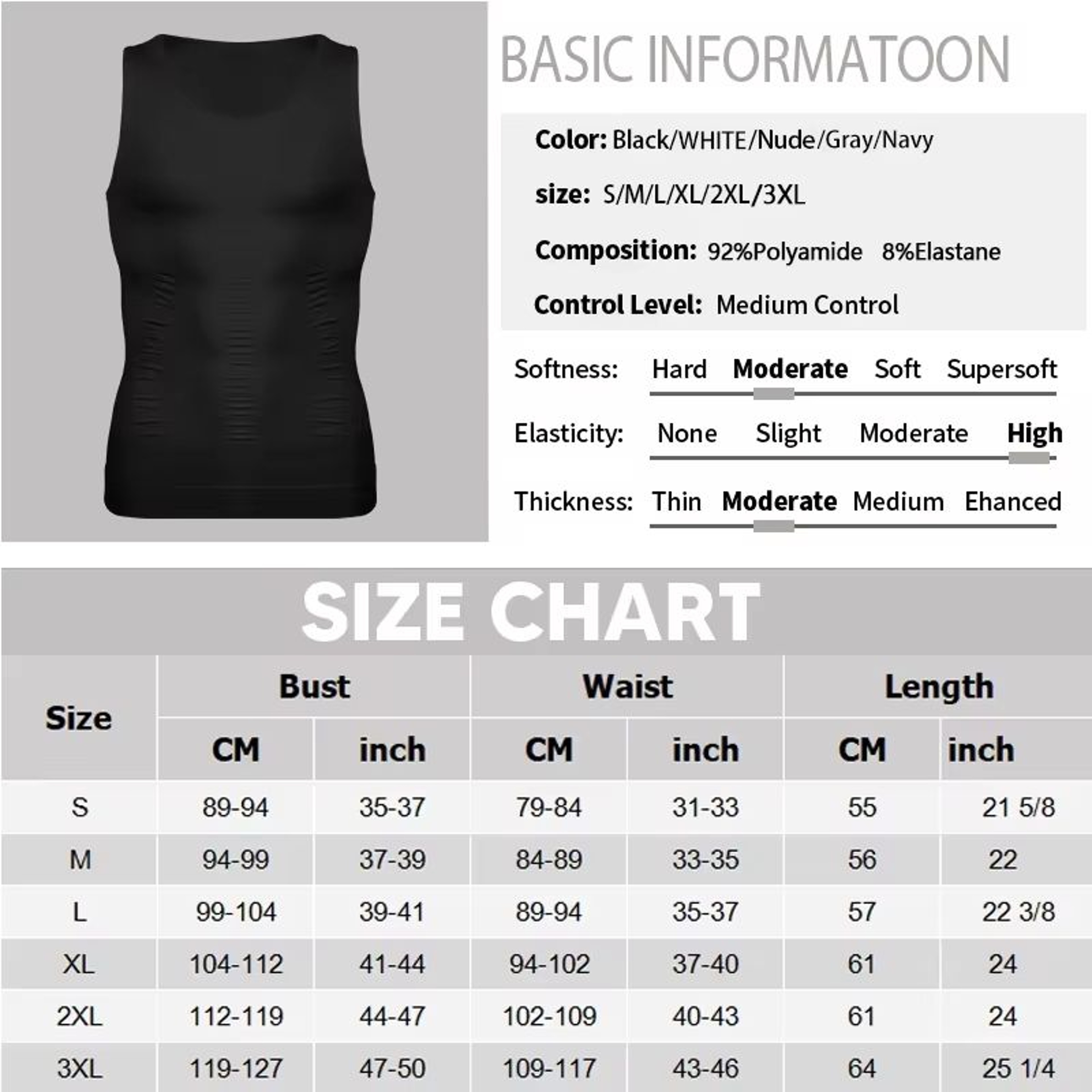 Mens Slimming Compression Vest  Body Shaper Tank Top For Tummy Control  Workout Support 5