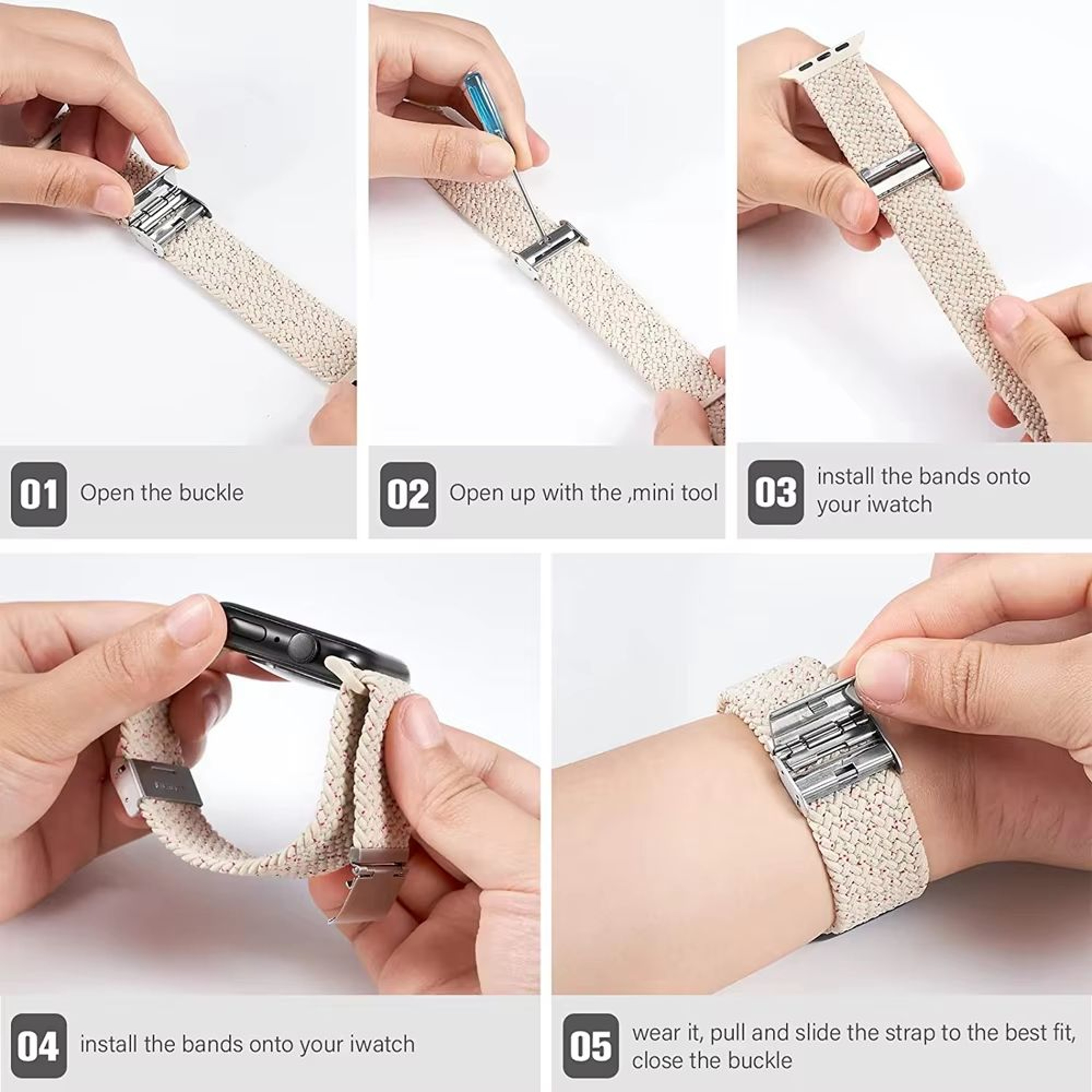 Braided Loop Strap For Apple Watch  Comfortable IWatch Band 5
