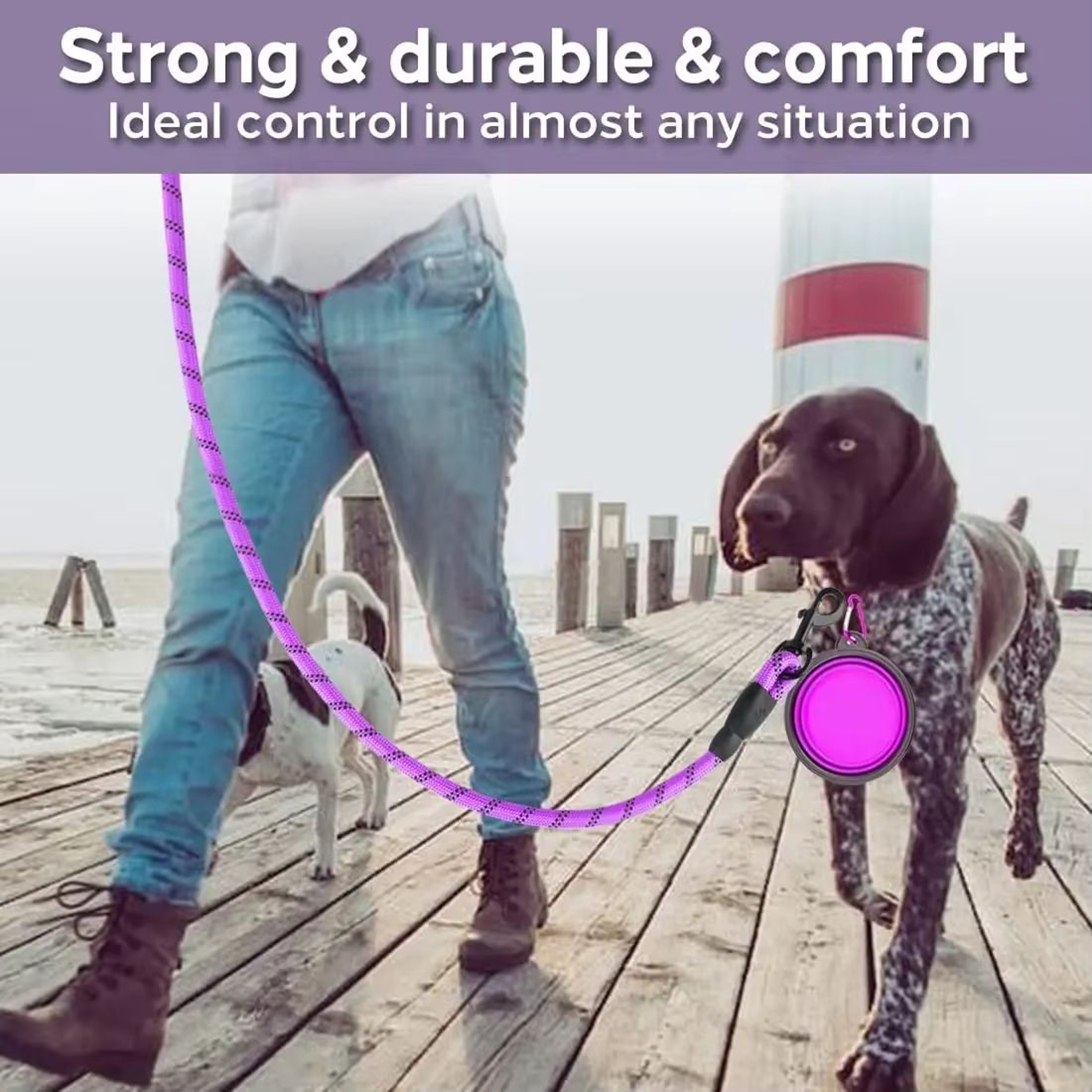 Durable Reflective Dog Leash  HeavyDuty Nylon Lead For Small Medium  Large Dogs 3