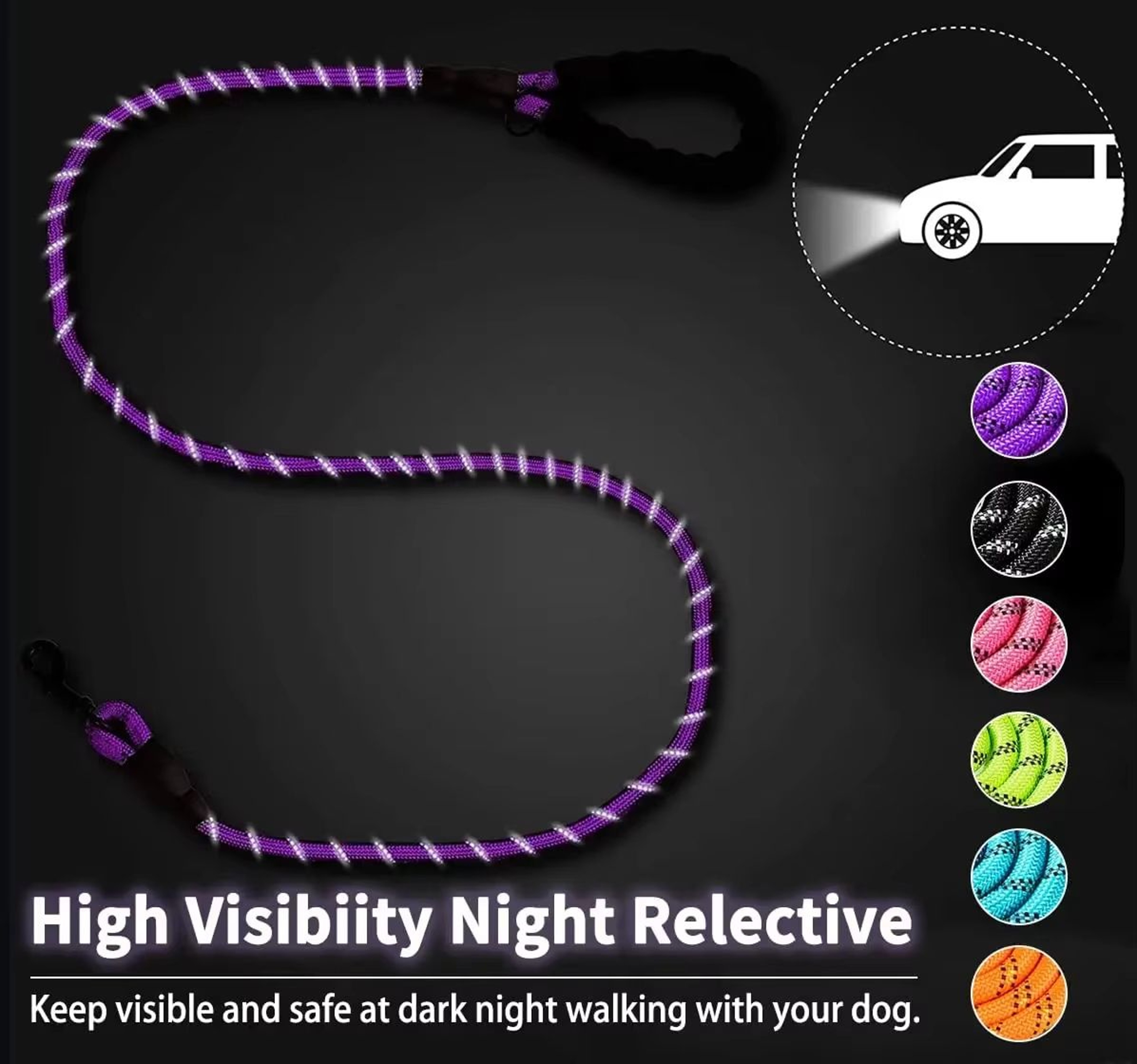 Durable Reflective Dog Leash  HeavyDuty Nylon Lead For Small Medium  Large Dogs 5