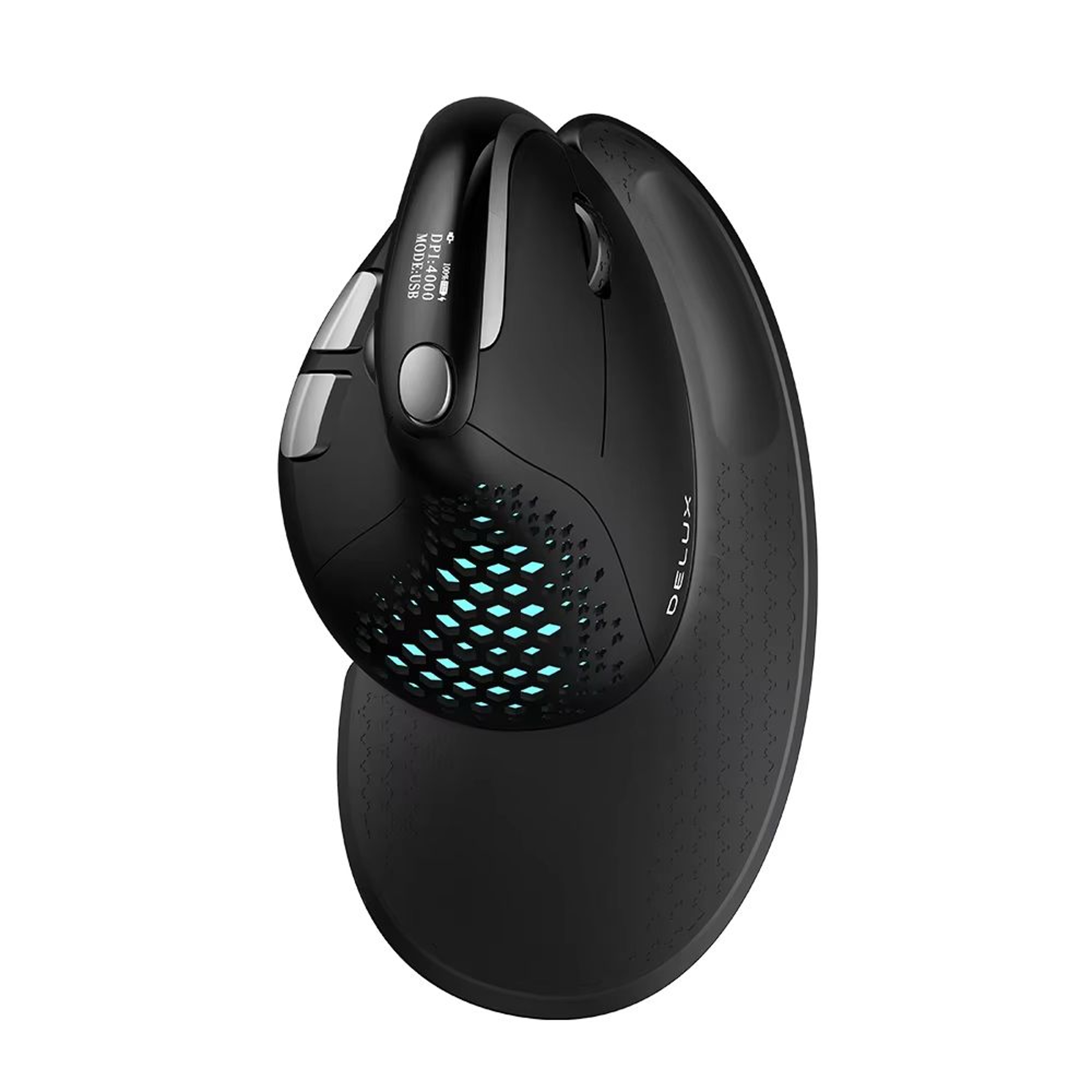 Delux M618XSD Seeker Ergonomic Vertical Mouse  Rechargeable 4000 DPI With OLED Display And Removabl