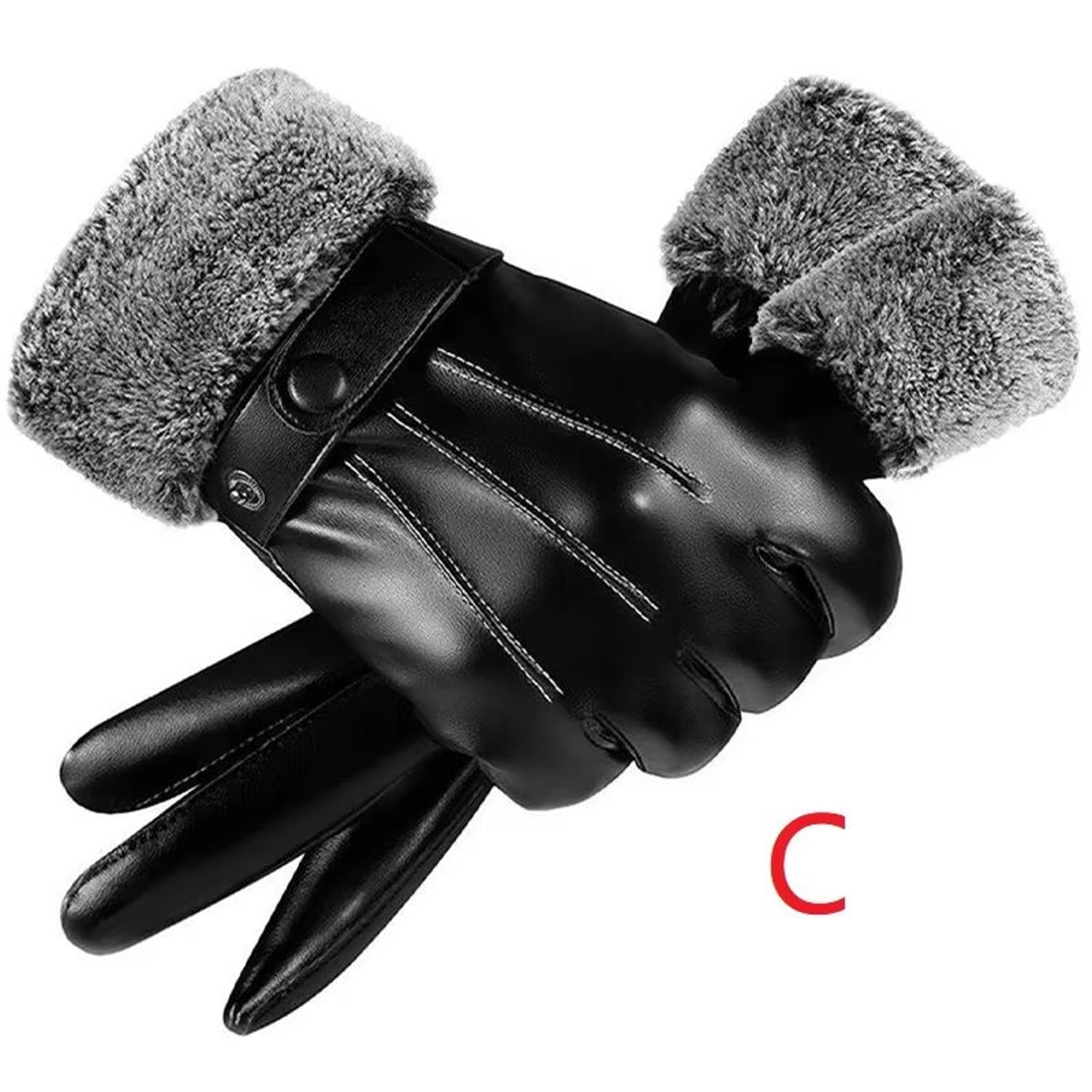UrbanDrive Black Leather Gloves For Men Thin Winter Touchscreen Driving Style 3