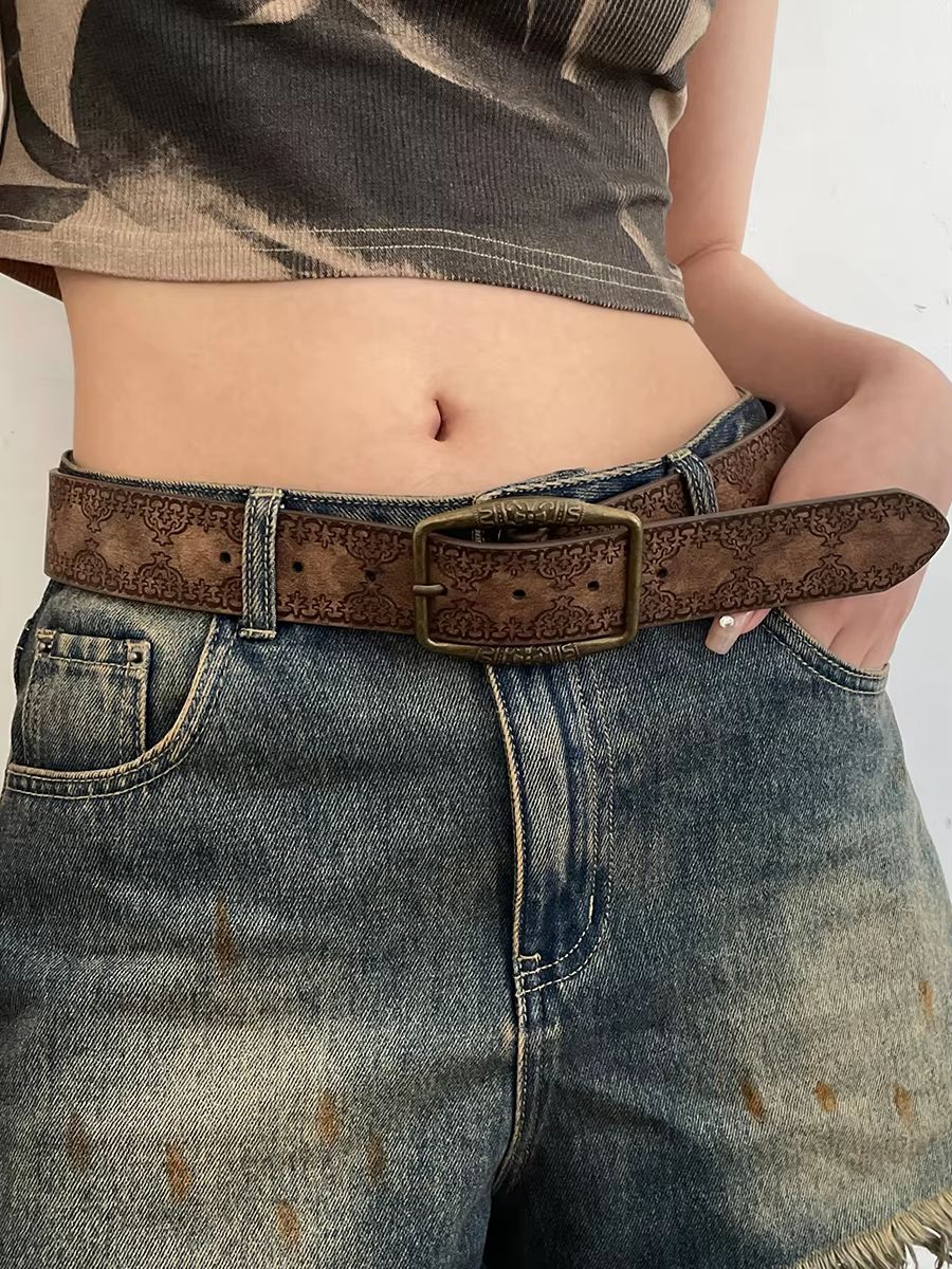 Aurora Muse Y2K Belt  Retro Brown Boho Waist Belt For Jeans  Dresses 0