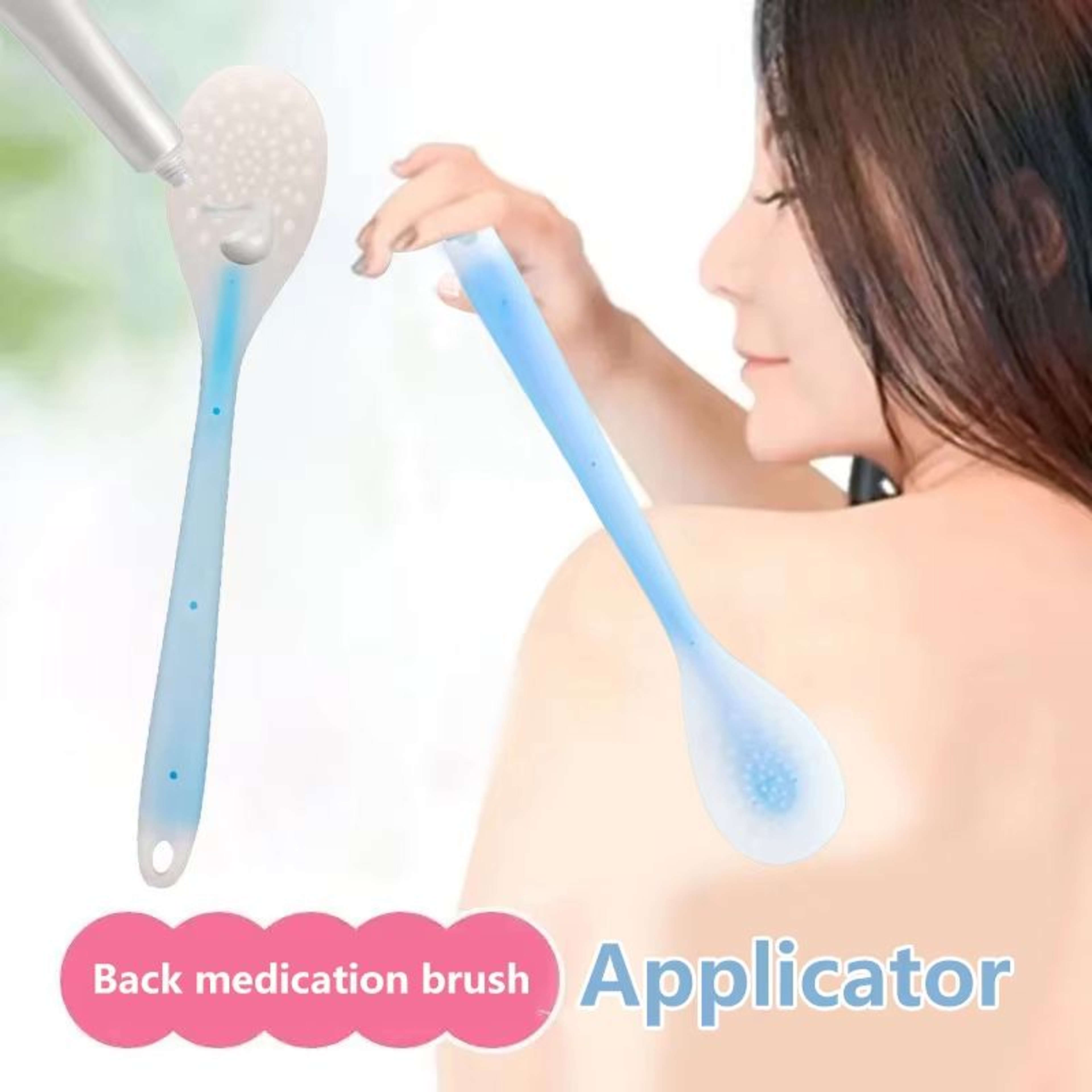 Multi Function Long Handle Sunscreen And Lotion Back Applicator With Silicone Massage Head 1