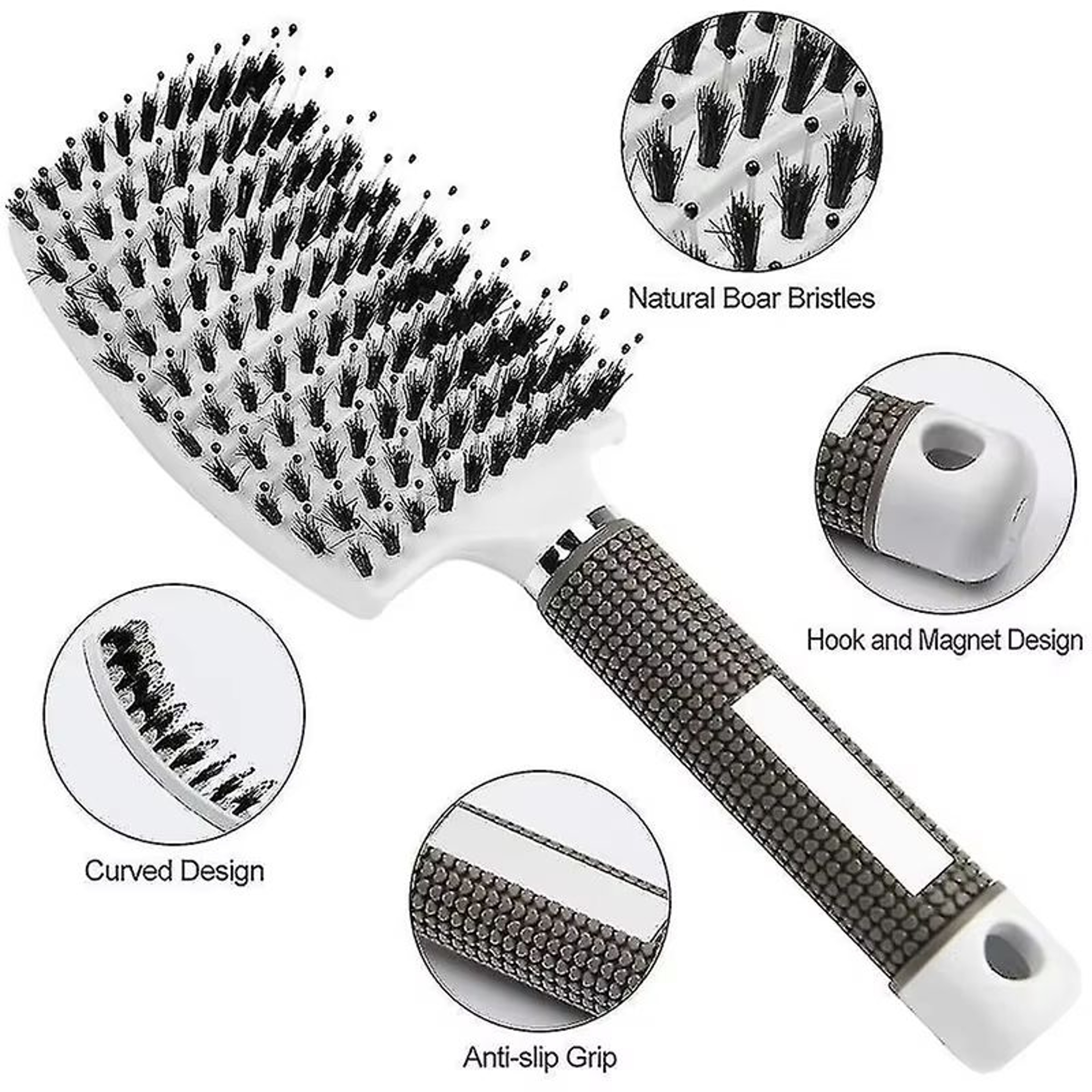SmoothDetangle Boar  Nylon Scalp Massage Hair Brush 2