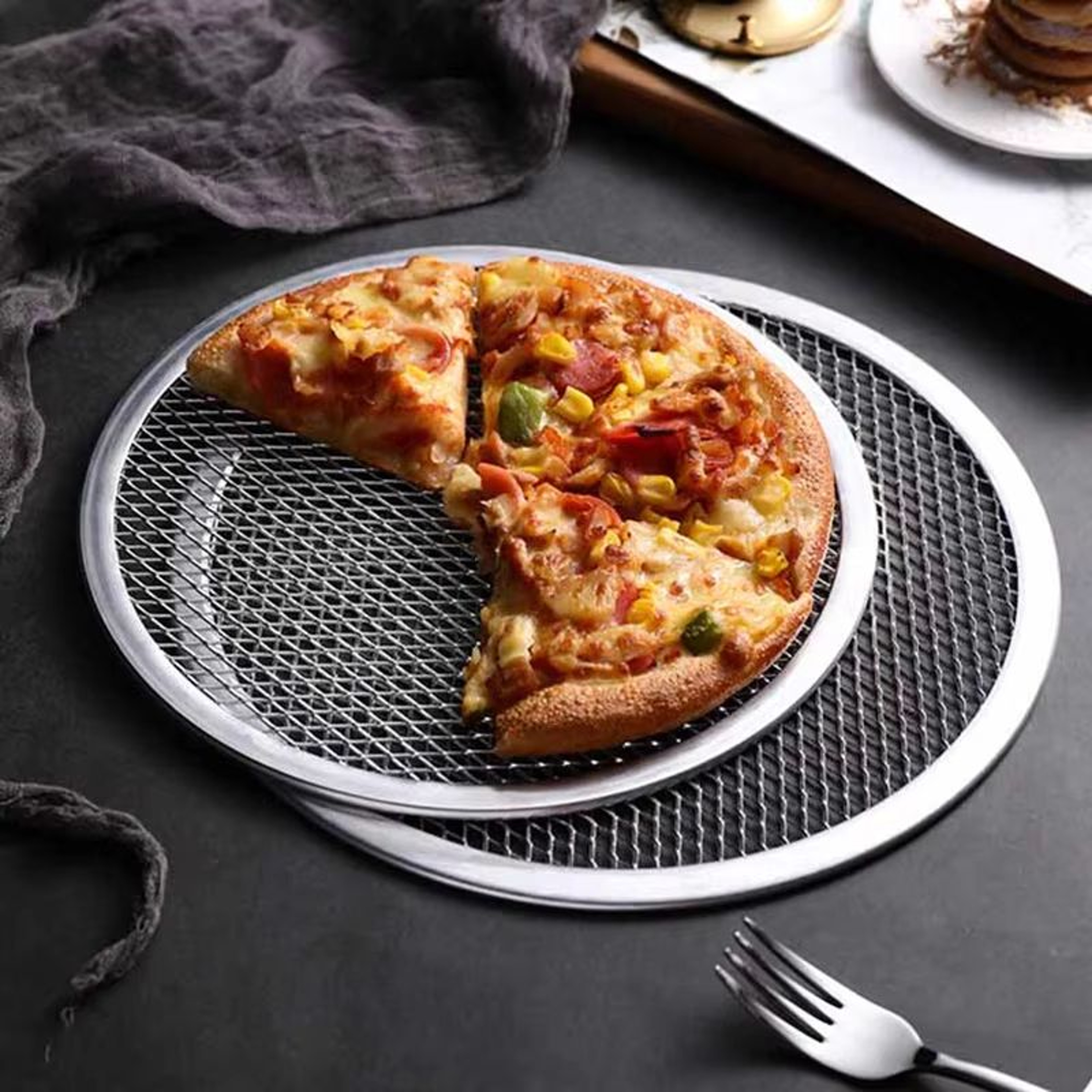 BBQ Grill Netting Toast Bread Baking Tray 813 Inches Multifunctional Nonstick Pizza Pan And Barbecu 2