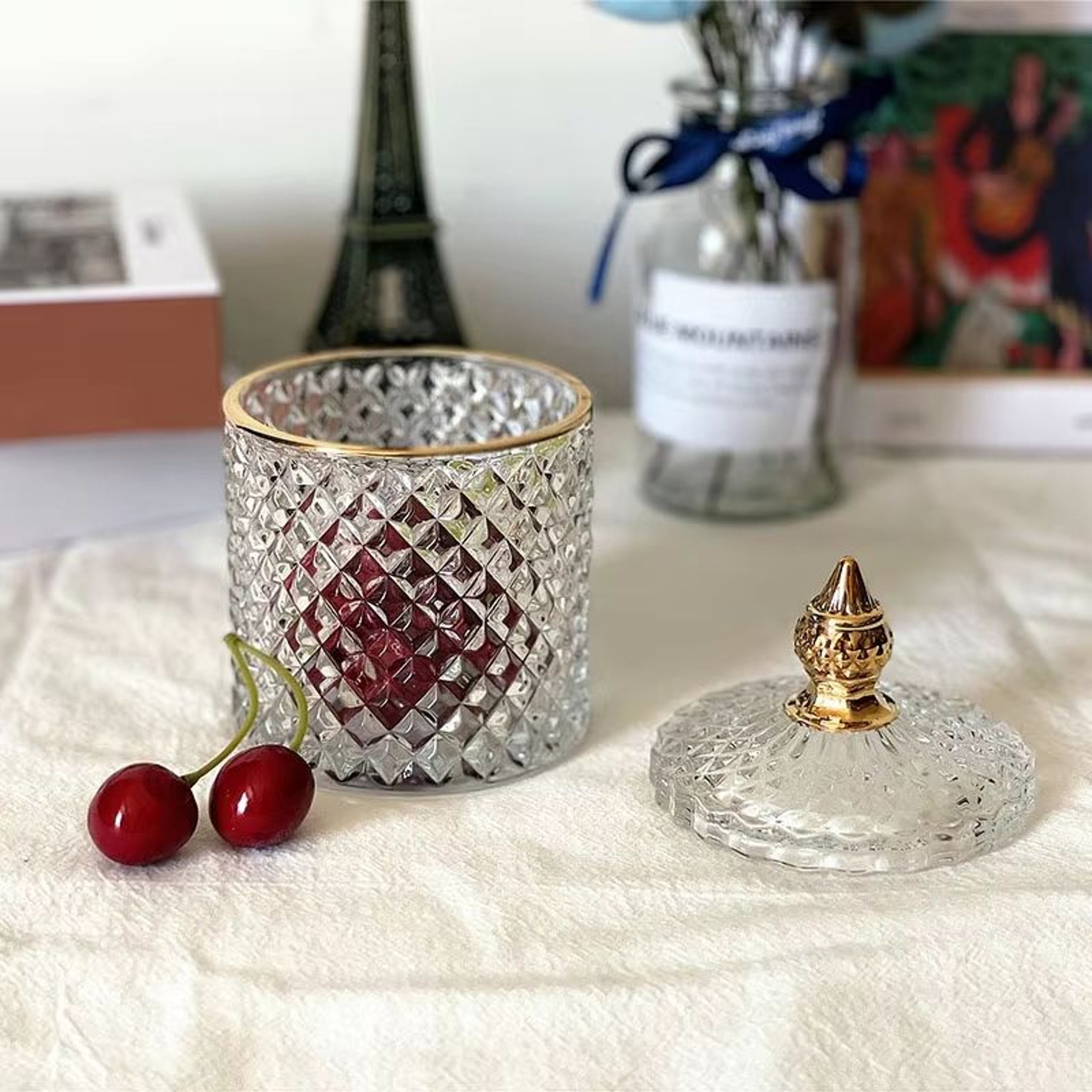 Crystal Glass Jewelry Organizer Storage Jar For Cosmetics Tea Candy Coffee And Seasonings 4