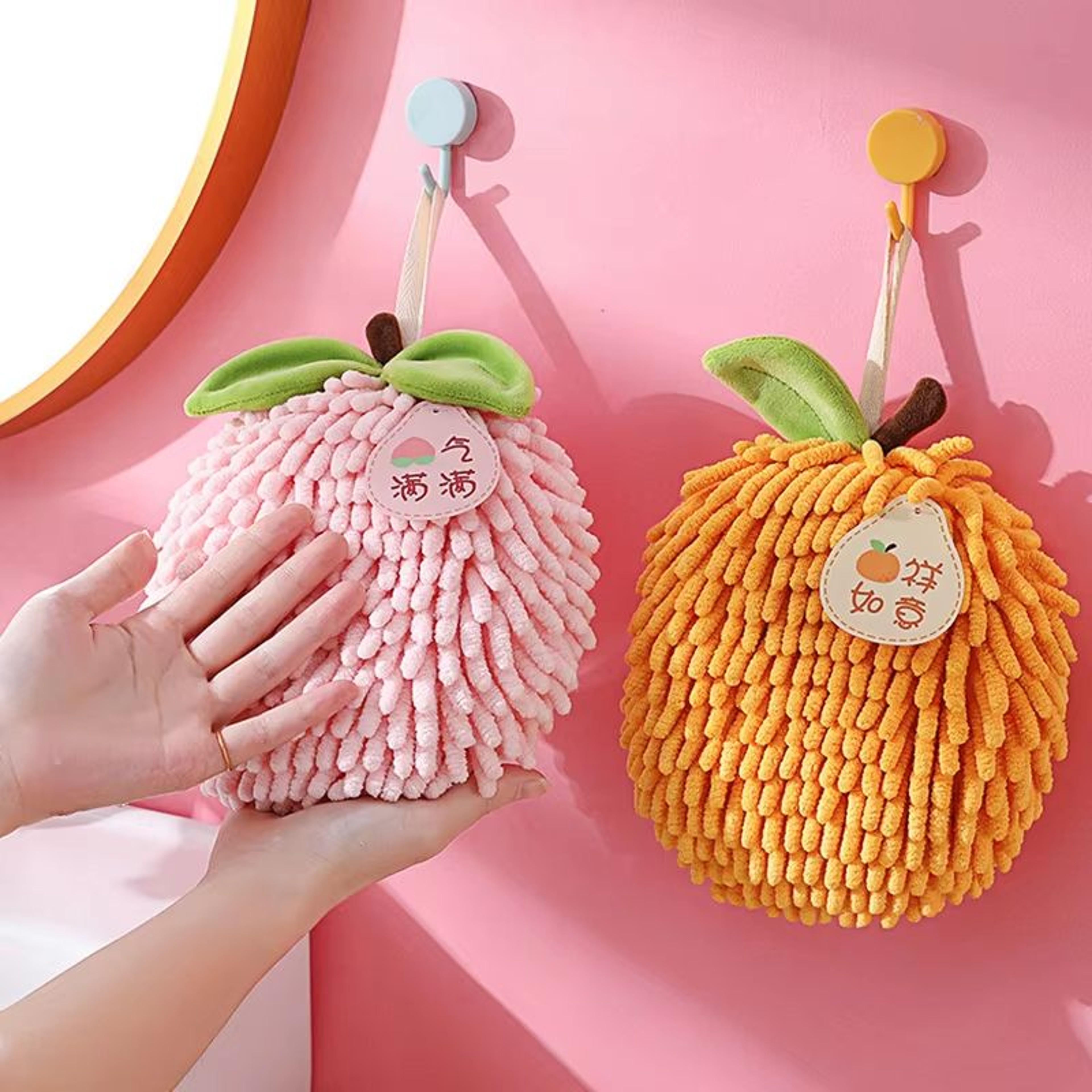 FruitShape Chenille Hand Towel QuickDry Soft Absorbent Hanging Towel With Loop 2