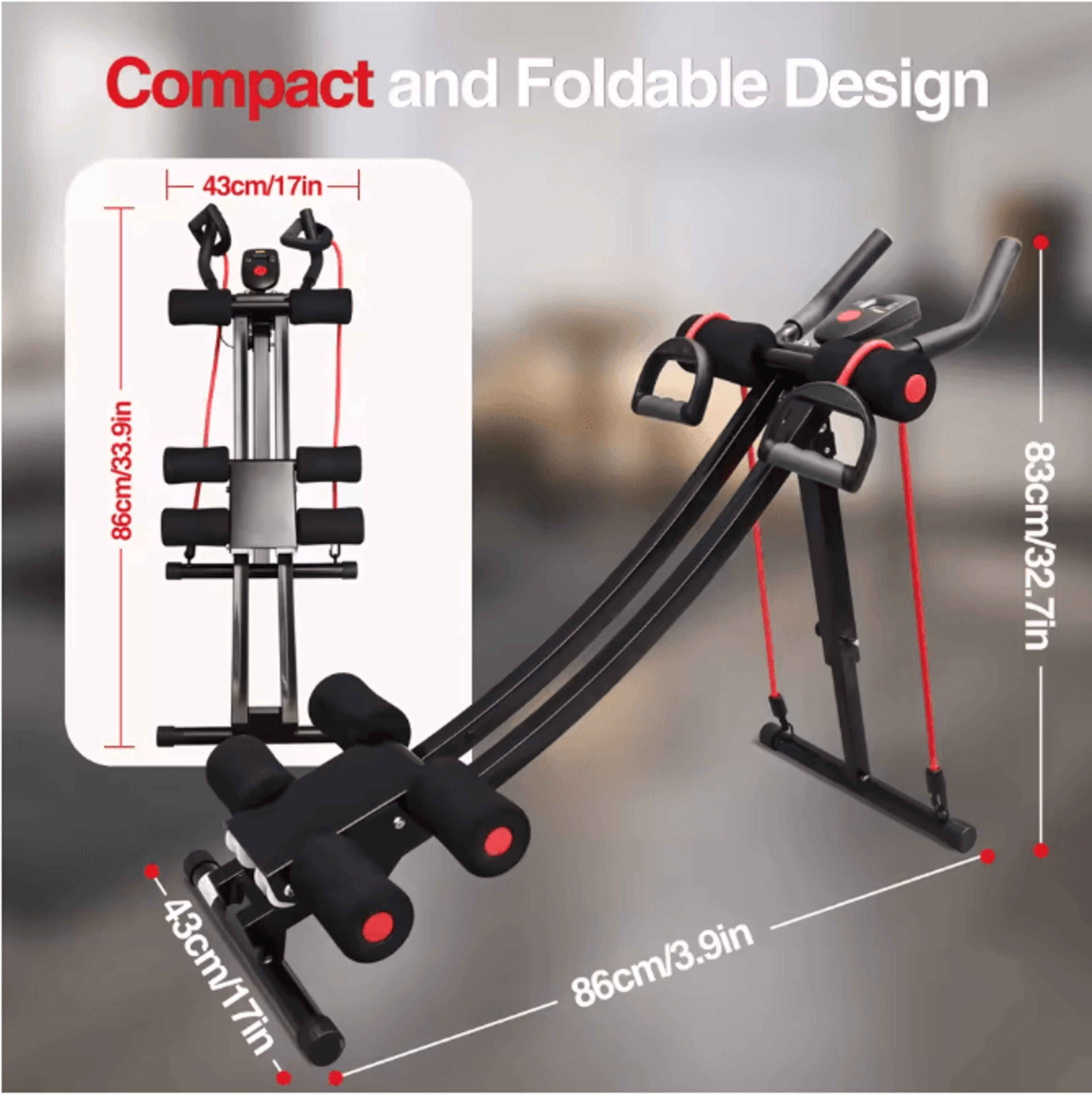 Foldable Ab Machine Core Trainer With LCD Display For Home Gym Fitness Workout 1