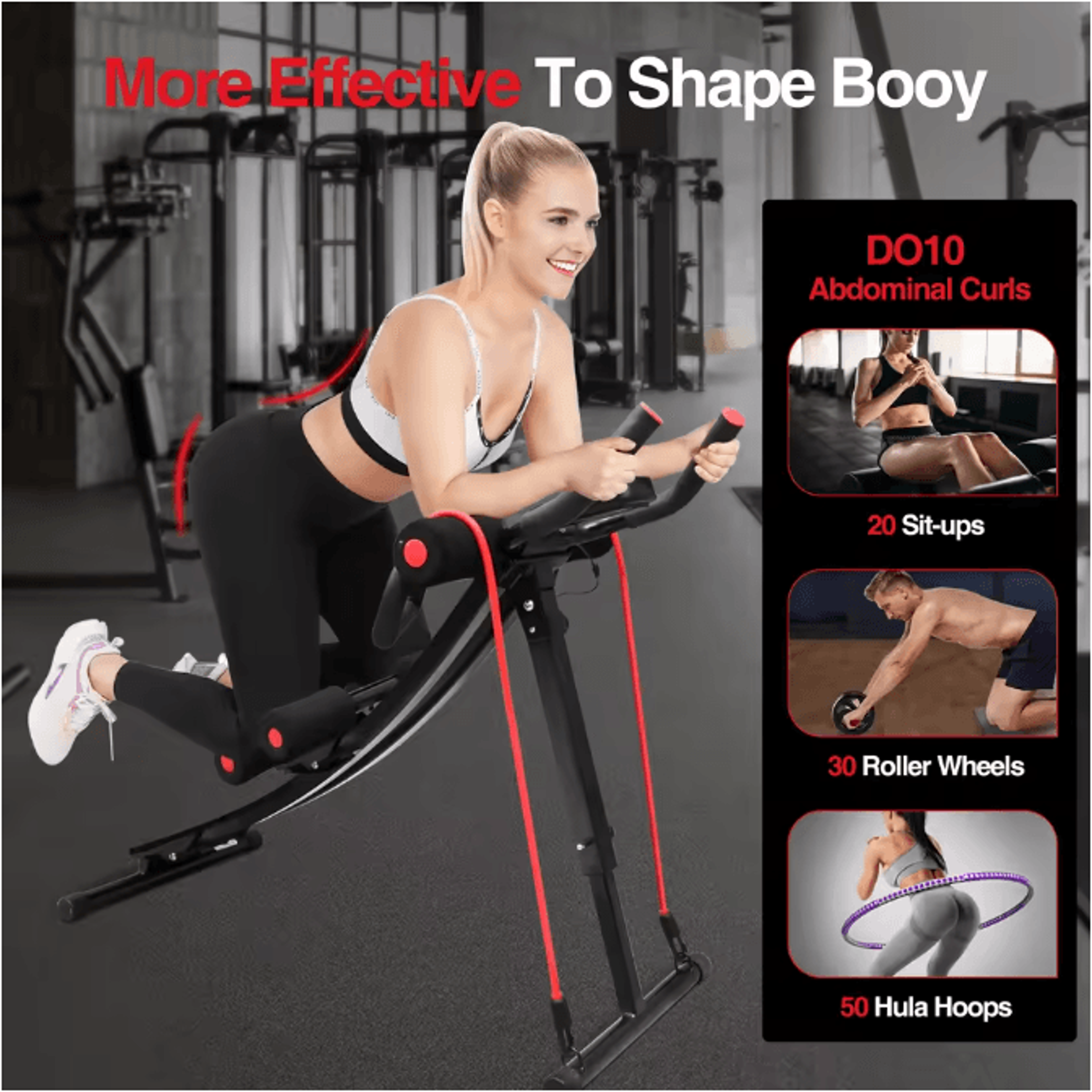 Foldable Ab Machine Core Trainer With LCD Display For Home Gym Fitness Workout 4