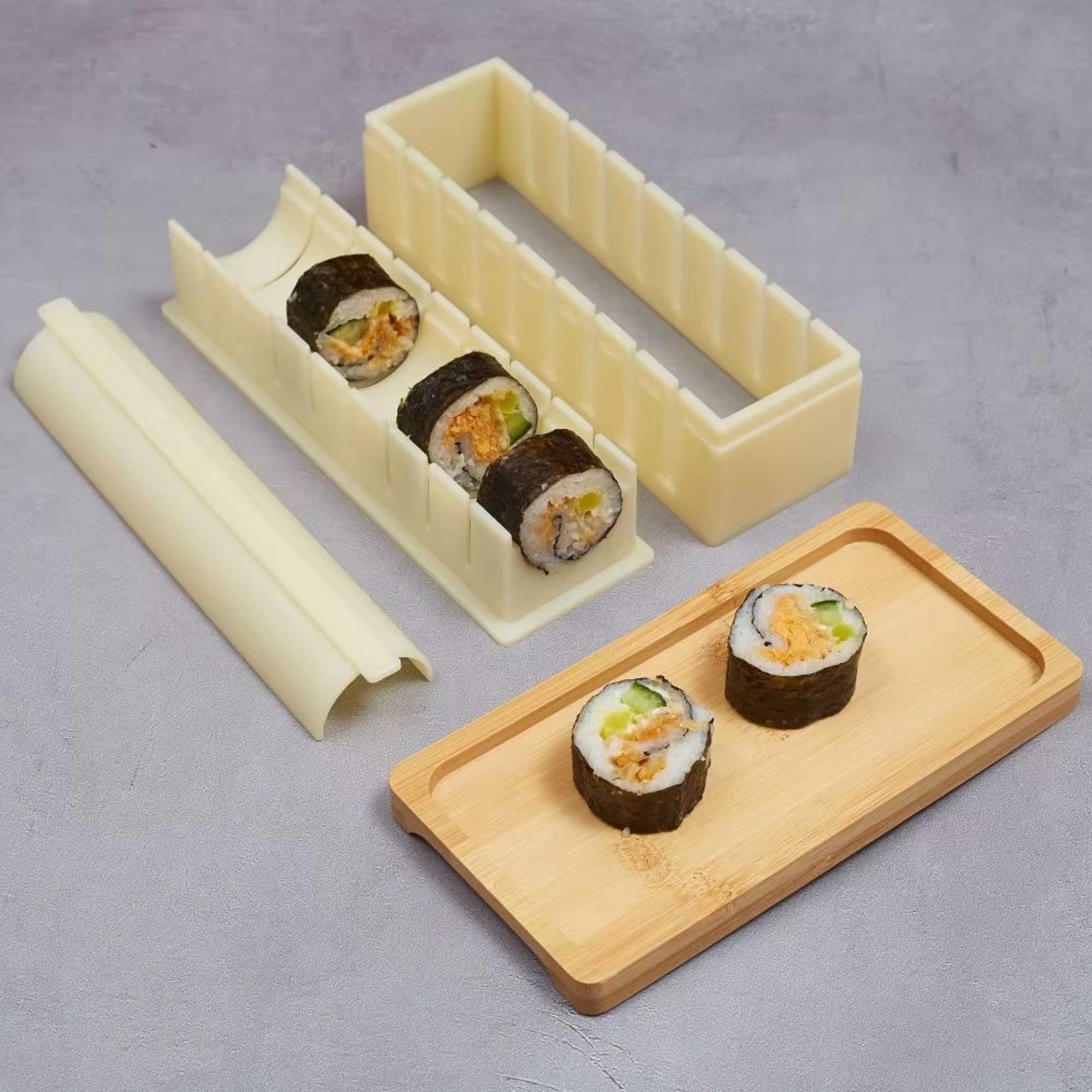 3pcs Sushi Maker Kit Kimbap Roll Molds Round Square Heart Easy DIY Sushi Rolling Mold Tools For Hom 3