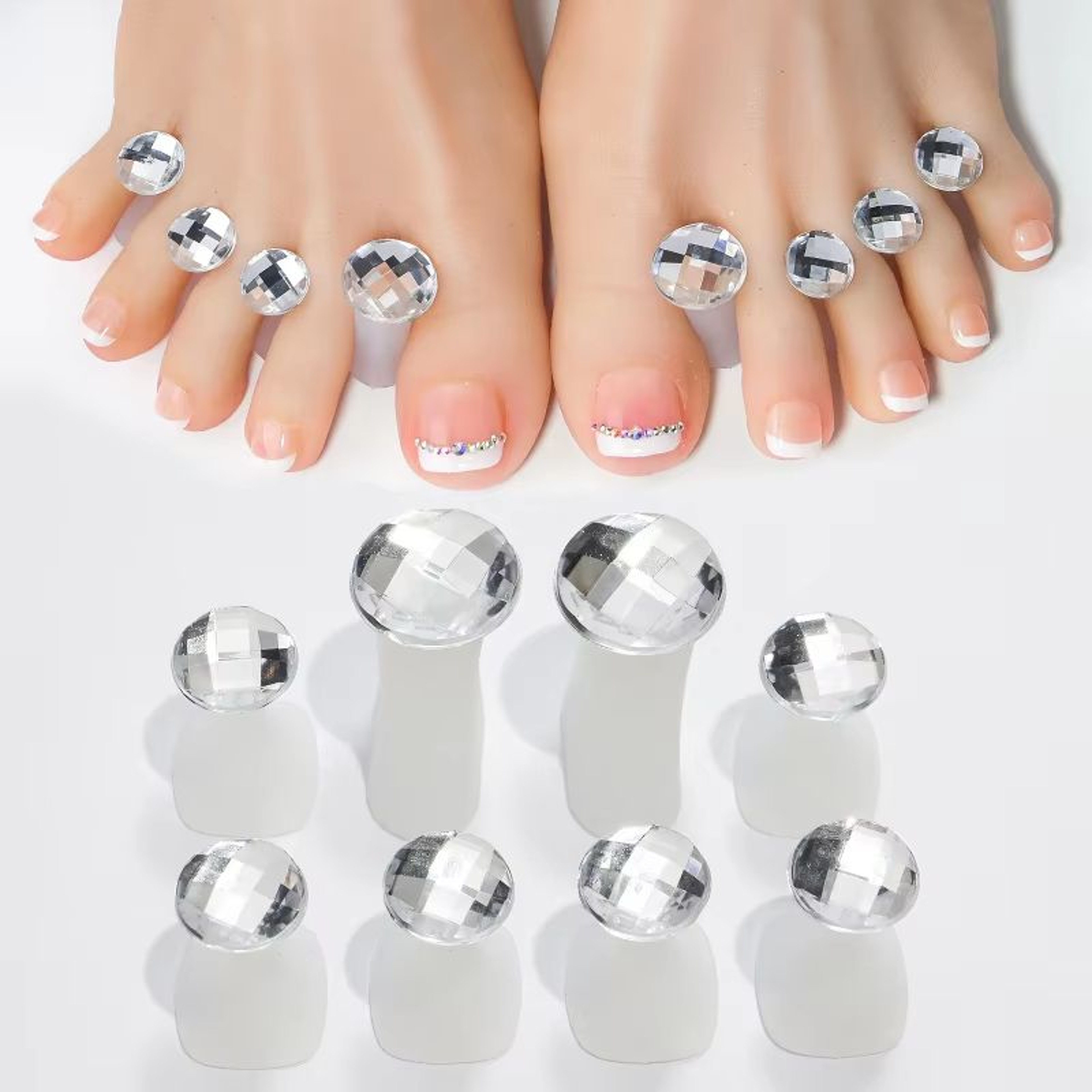 8Piece Silicone Pearl  Diamond Toe Separators For Manicure And Pedicure 2