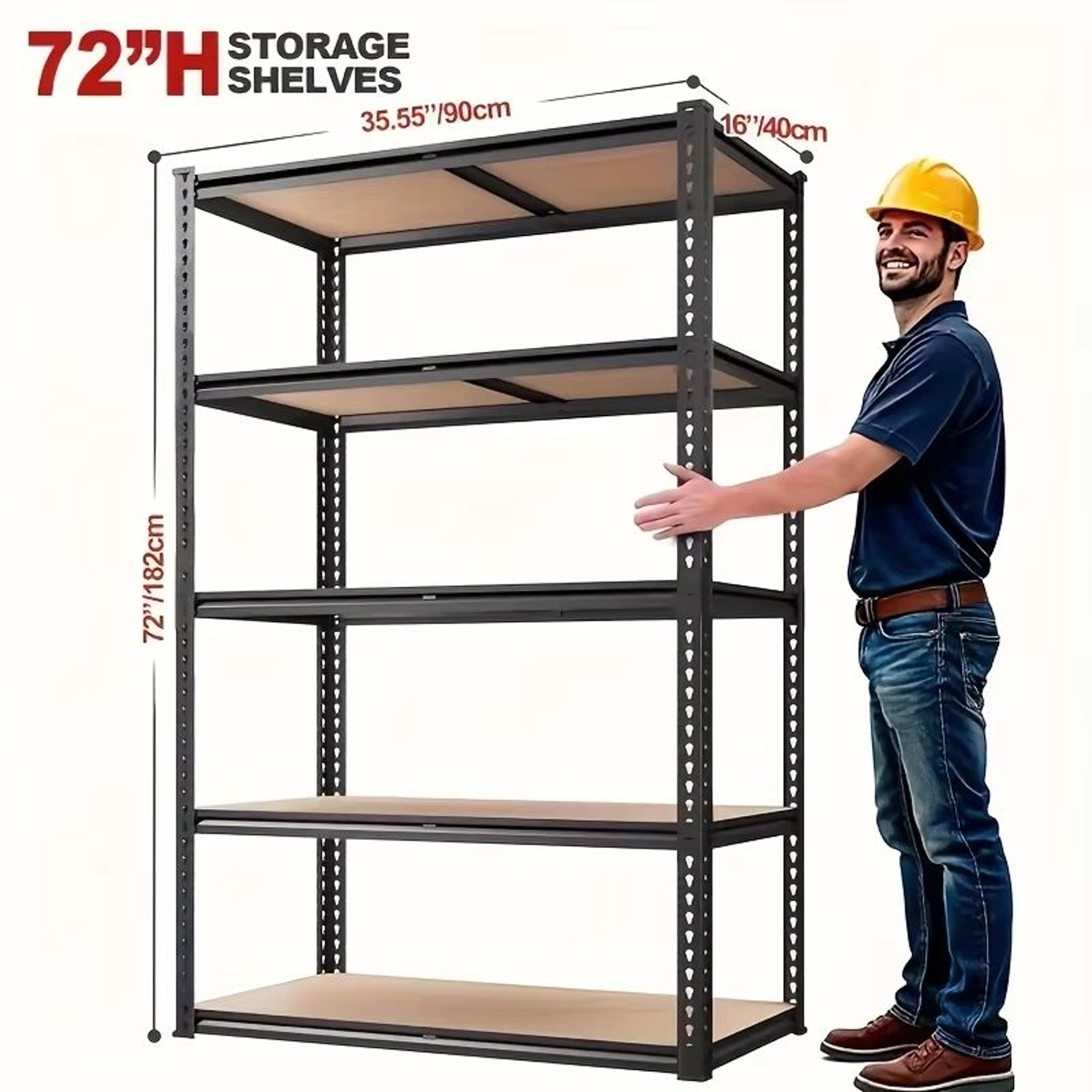 5 Tier Heavy Duty Shelving Unit 72x36x16in 2000lb Capacity Industrial Storage Rack In Matte Black 2