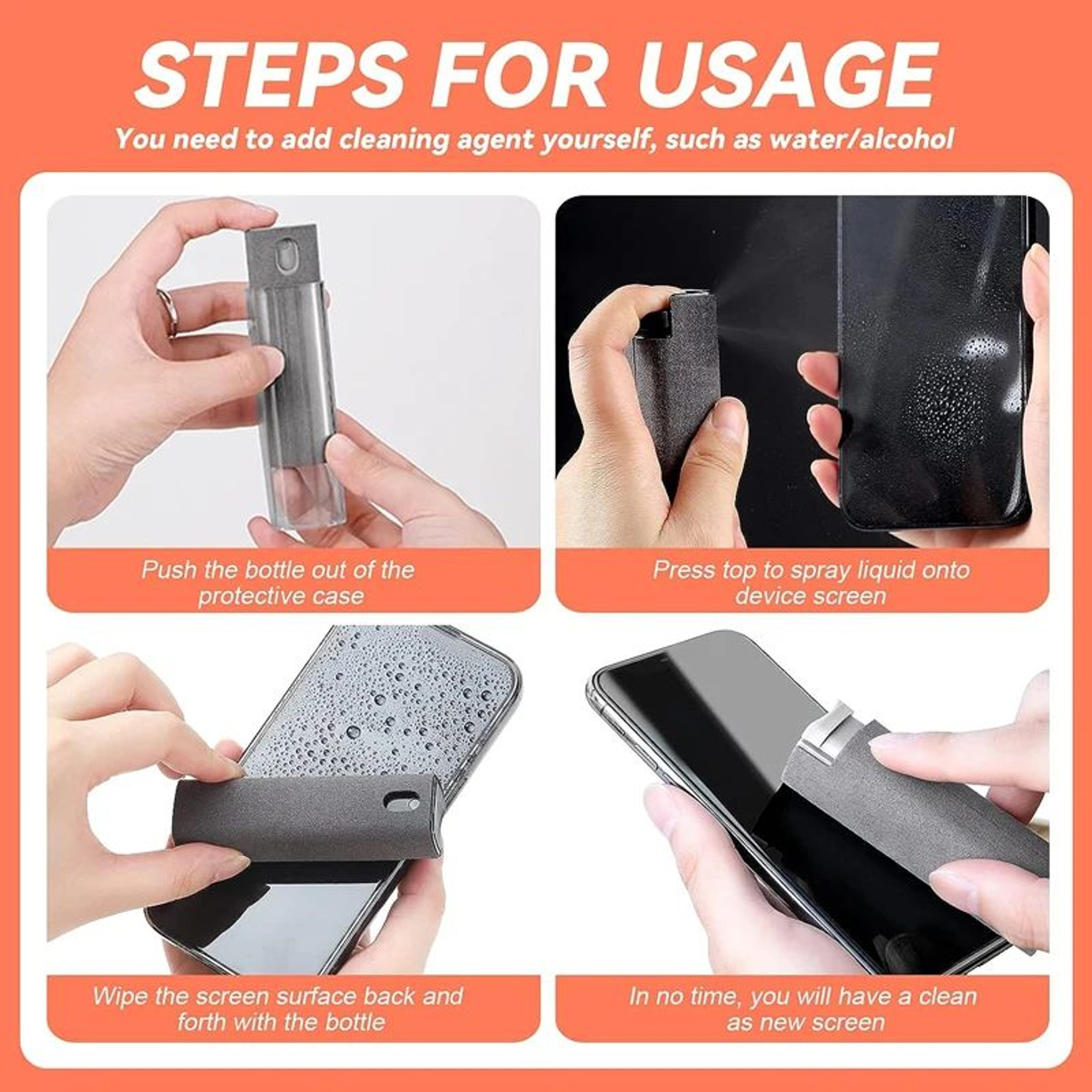 2in1 Microfiber Screen Cleaner Spray With Cloth For Phones Tablets And Computers 5